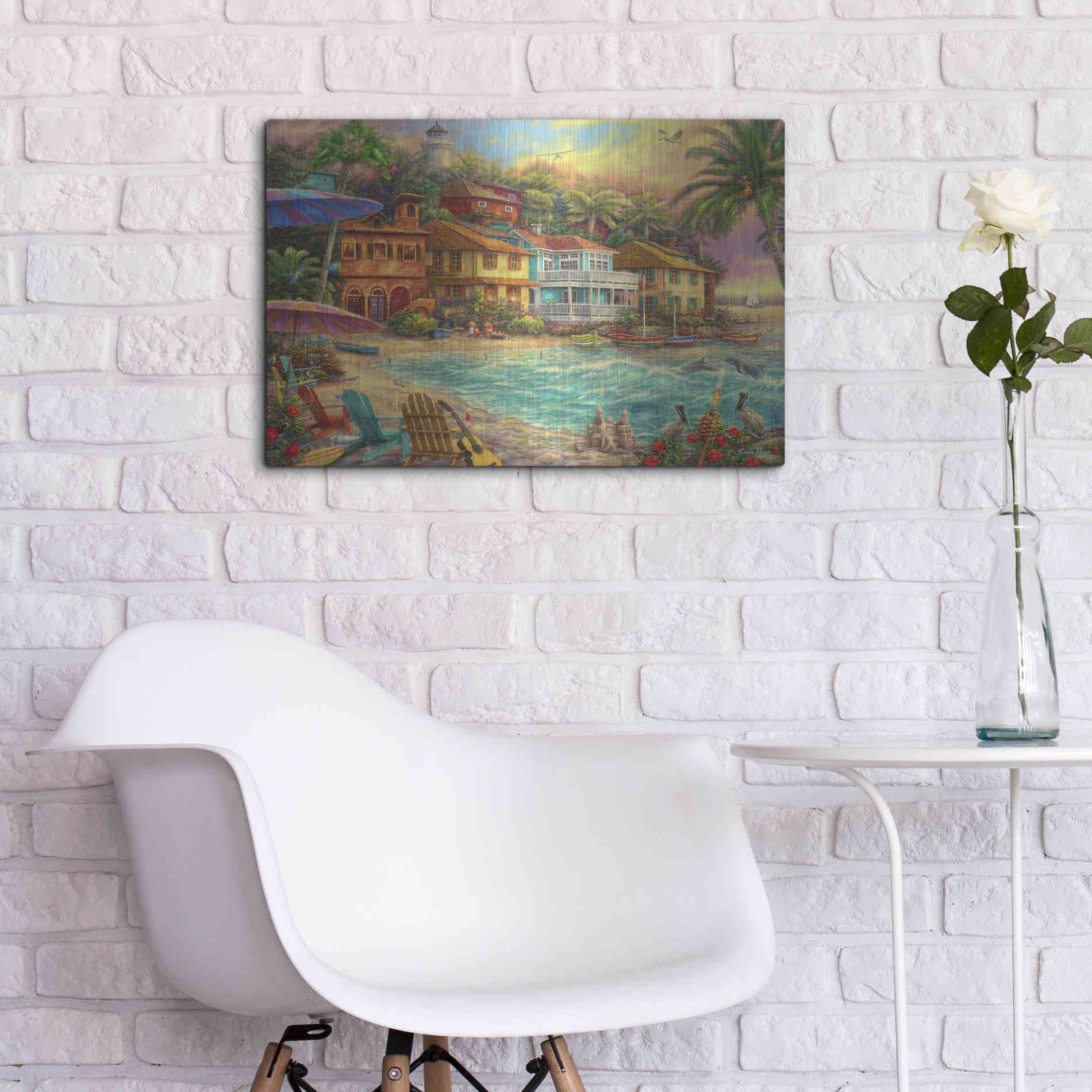 Luxe Metal Art 'Island Time' by Chuck Pinson, Metal Wall Art,24x16