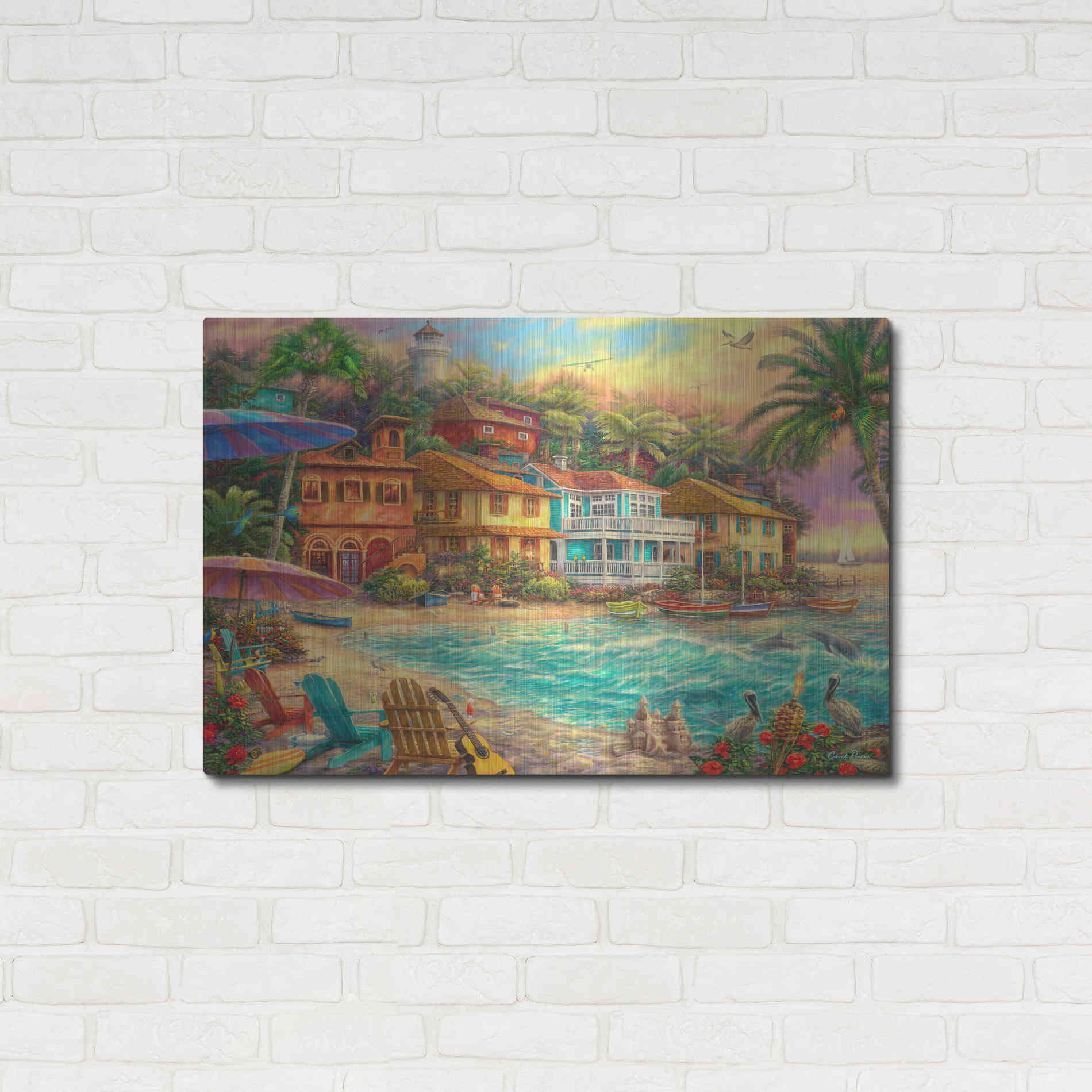 Luxe Metal Art 'Island Time' by Chuck Pinson, Metal Wall Art,36x24