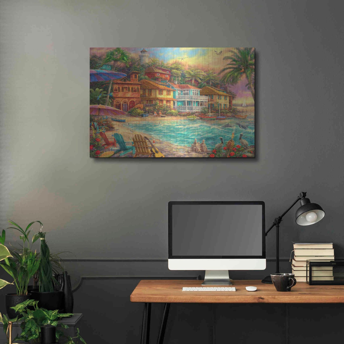 Luxe Metal Art 'Island Time' by Chuck Pinson, Metal Wall Art,36x24
