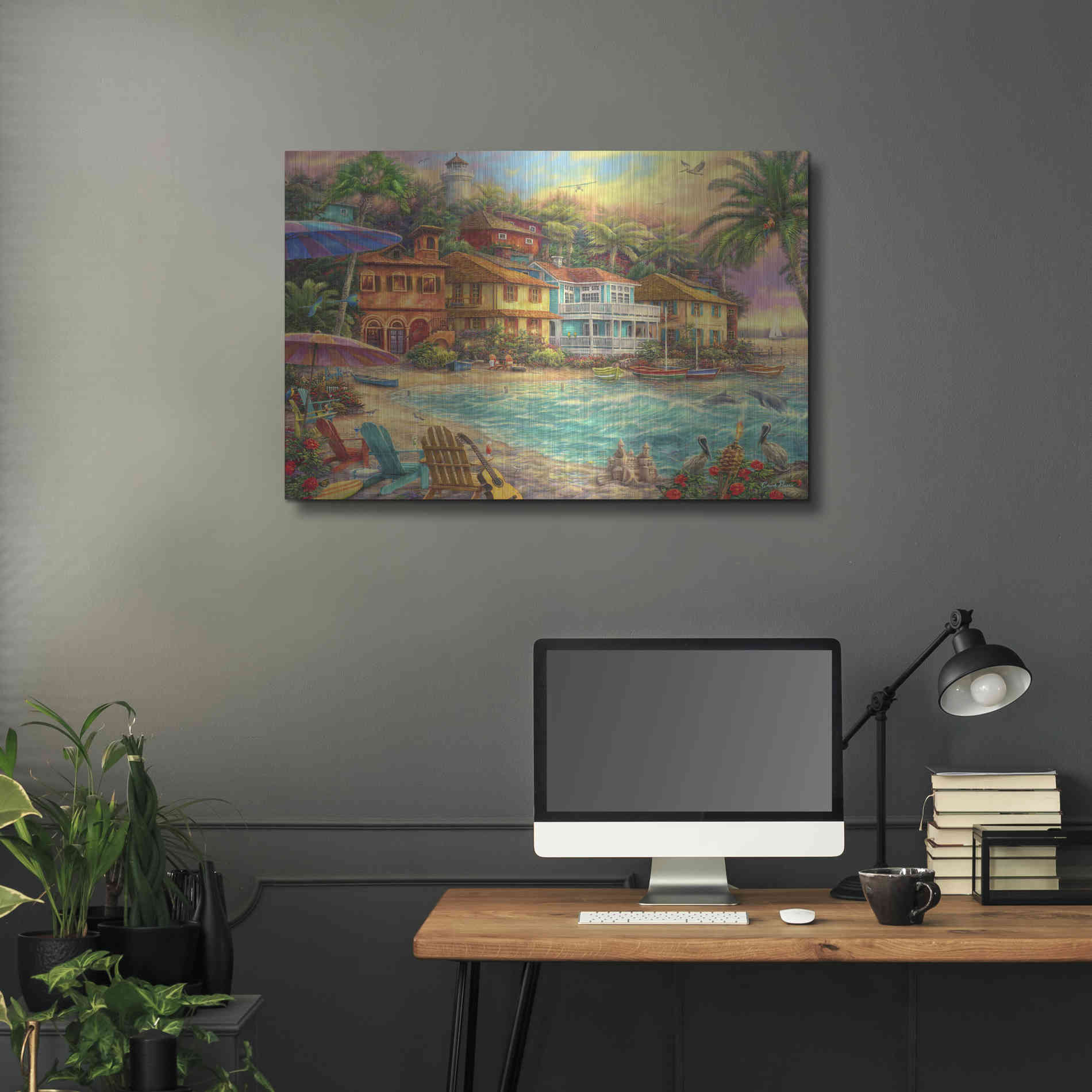 Luxe Metal Art 'Island Time' by Chuck Pinson, Metal Wall Art,36x24