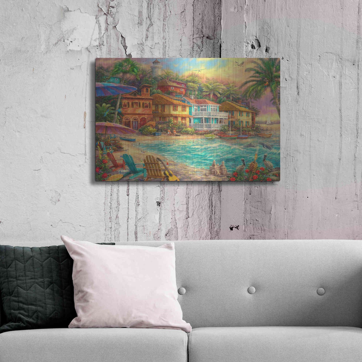 Luxe Metal Art 'Island Time' by Chuck Pinson, Metal Wall Art,36x24