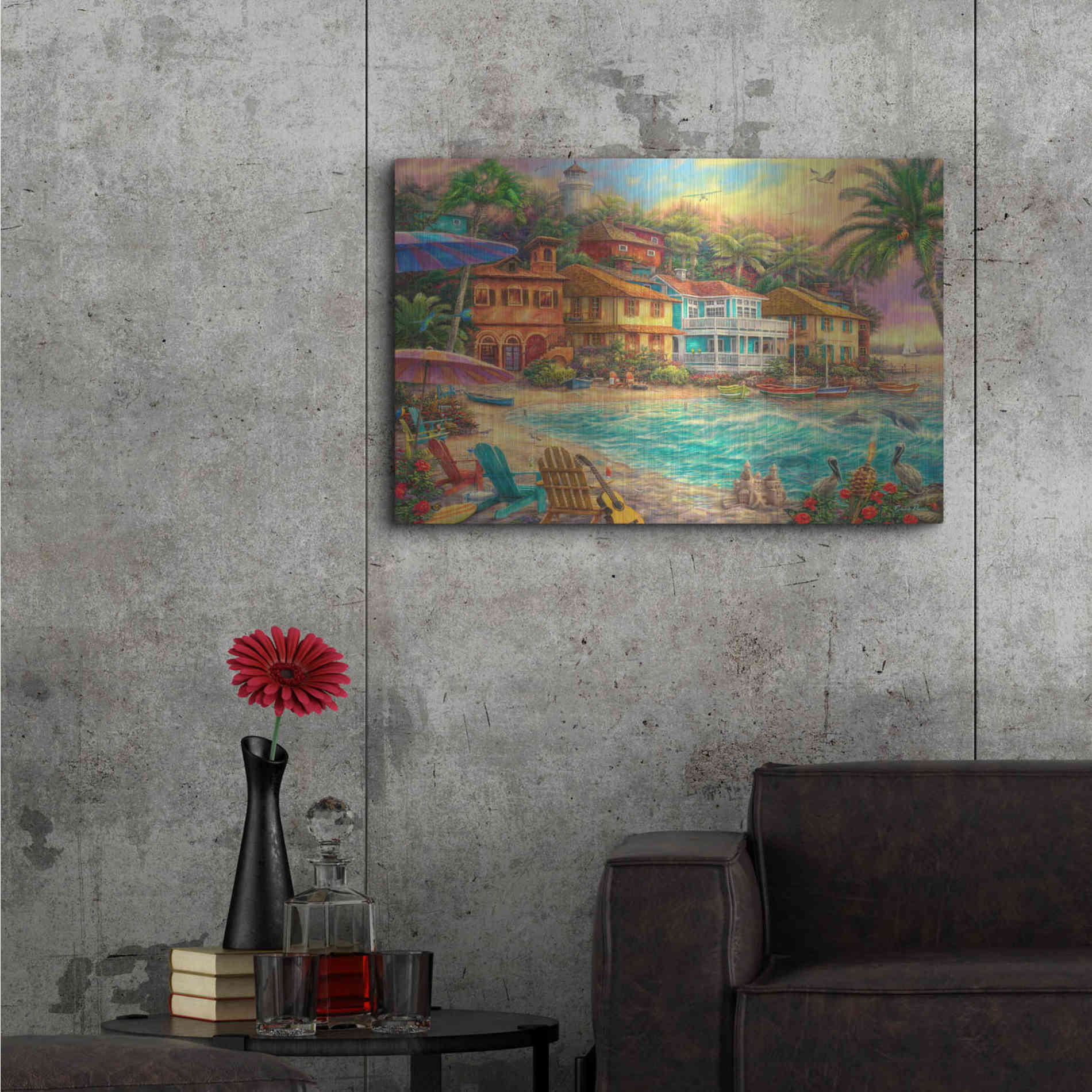 Luxe Metal Art 'Island Time' by Chuck Pinson, Metal Wall Art,36x24