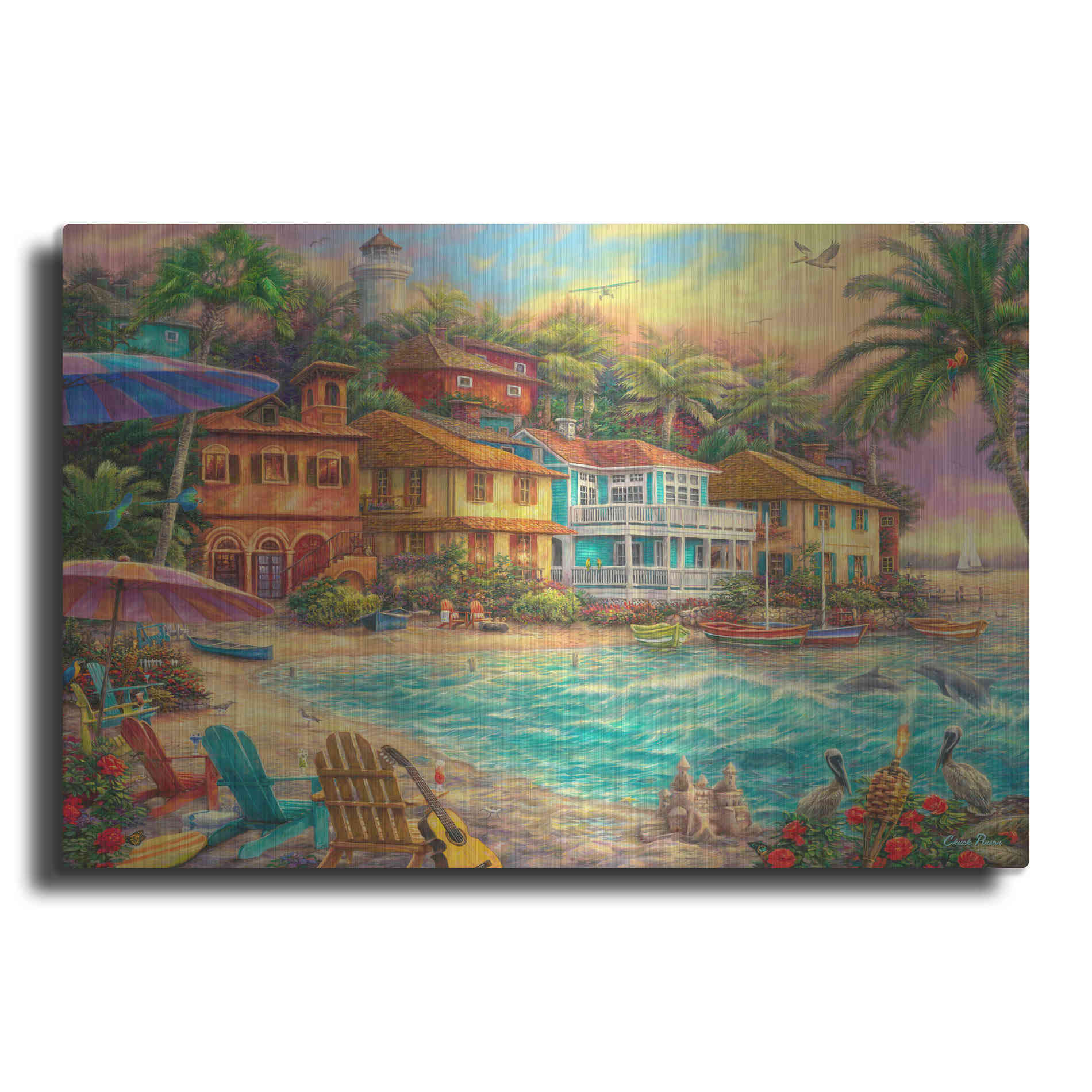 Luxe Metal Art 'Island Time' by Chuck Pinson, Metal Wall Art