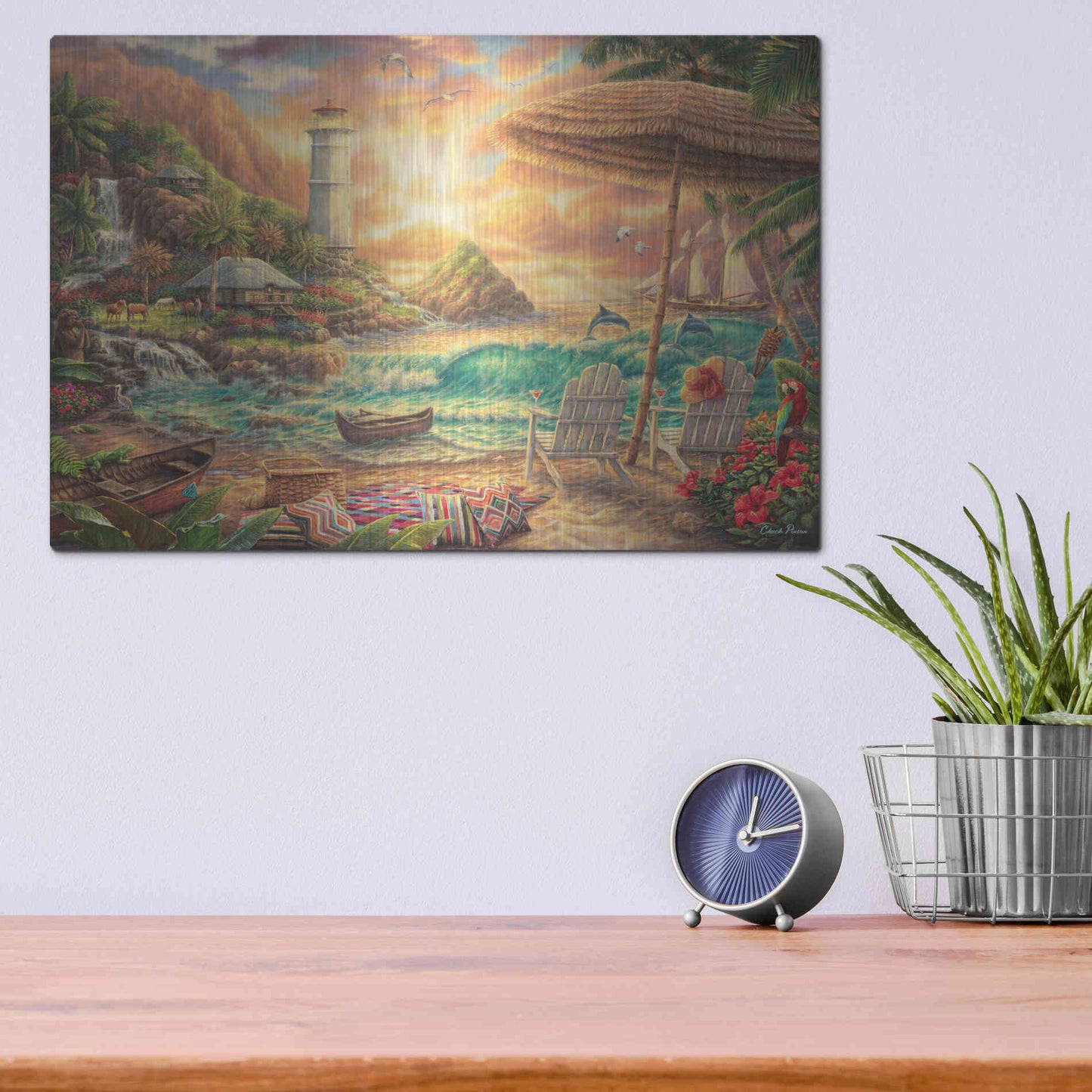 Luxe Metal Art 'Love the Beach' by Chuck Pinson, Metal Wall Art,16x12