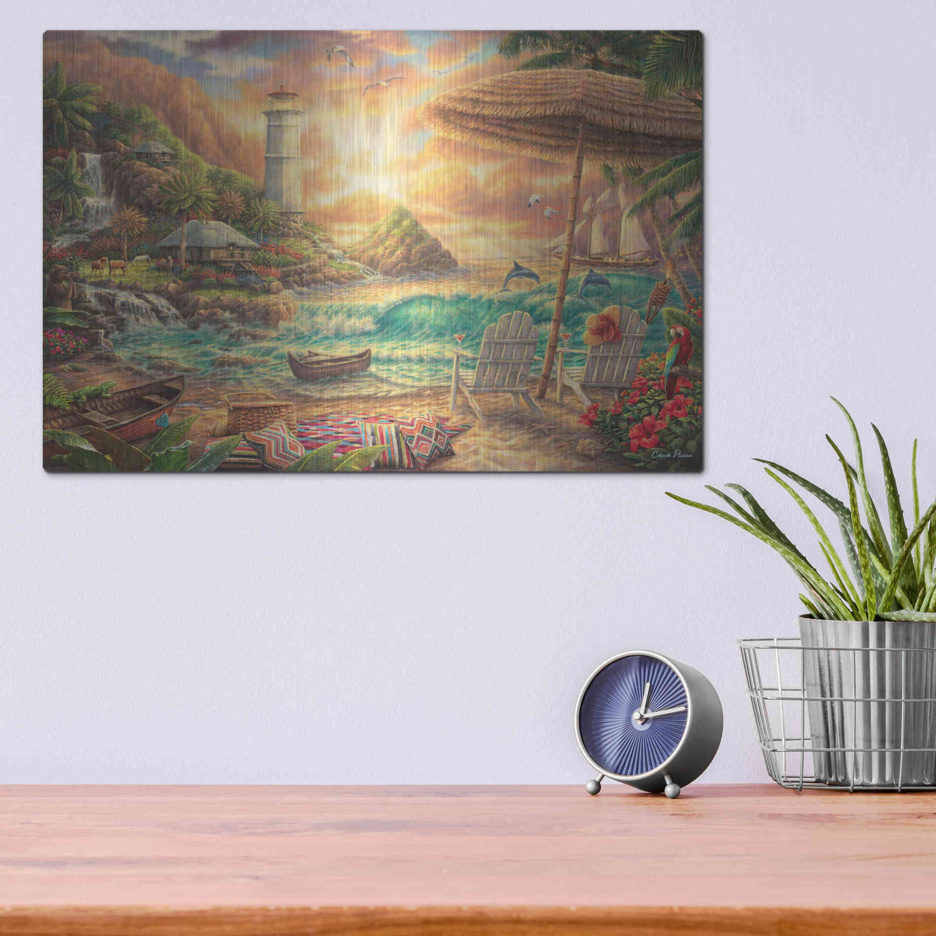 Luxe Metal Art 'Love the Beach' by Chuck Pinson, Metal Wall Art,16x12