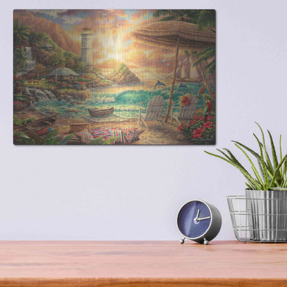 Luxe Metal Art 'Love the Beach' by Chuck Pinson, Metal Wall Art,16x12