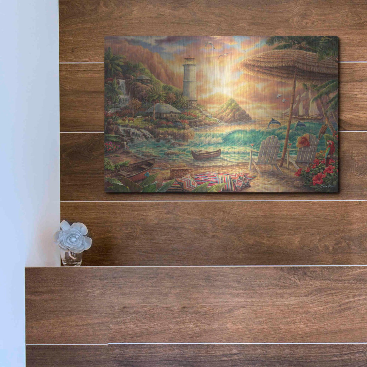 Luxe Metal Art 'Love the Beach' by Chuck Pinson, Metal Wall Art,16x12