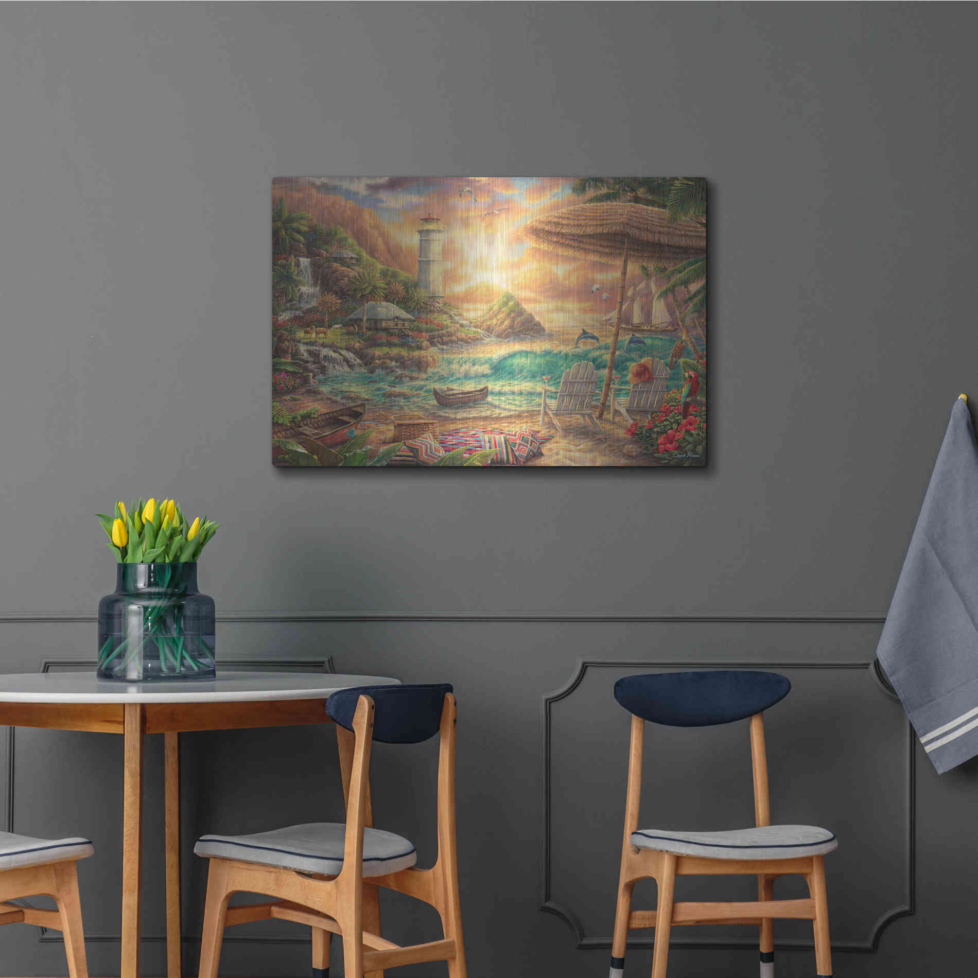 Luxe Metal Art 'Love the Beach' by Chuck Pinson, Metal Wall Art,36x24