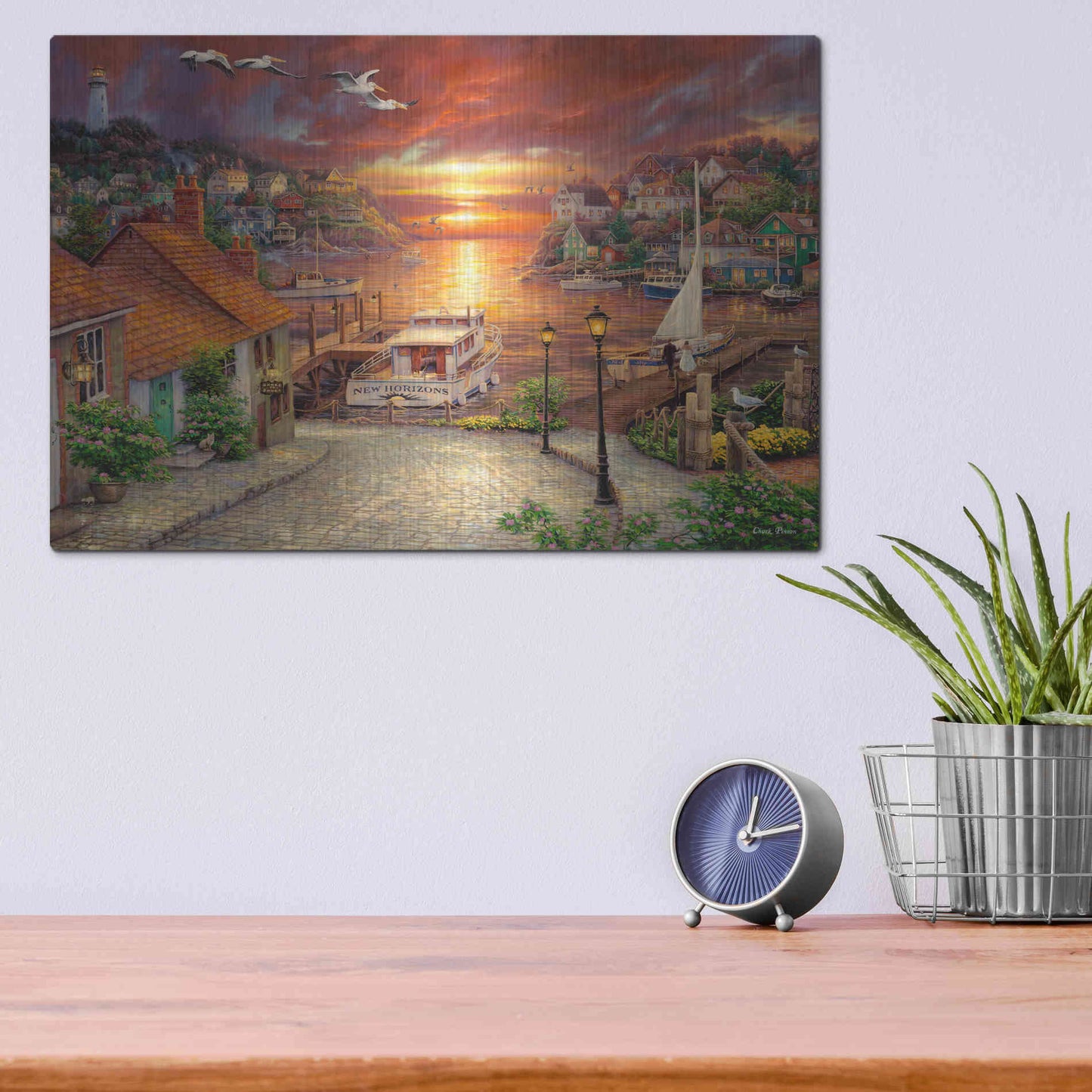 Luxe Metal Art 'New Horizons' by Chuck Pinson, Metal Wall Art,16x12