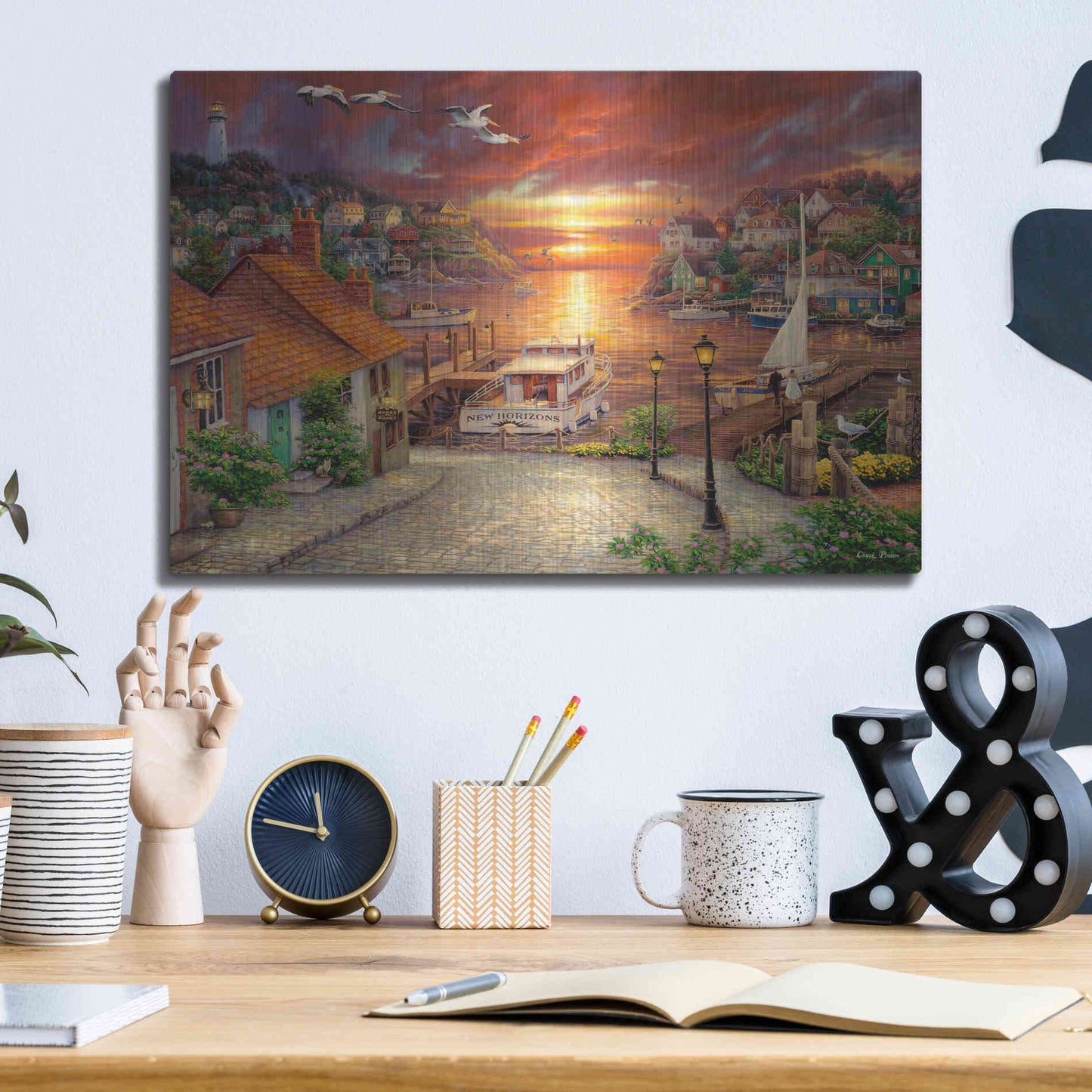 Luxe Metal Art 'New Horizons' by Chuck Pinson, Metal Wall Art,16x12