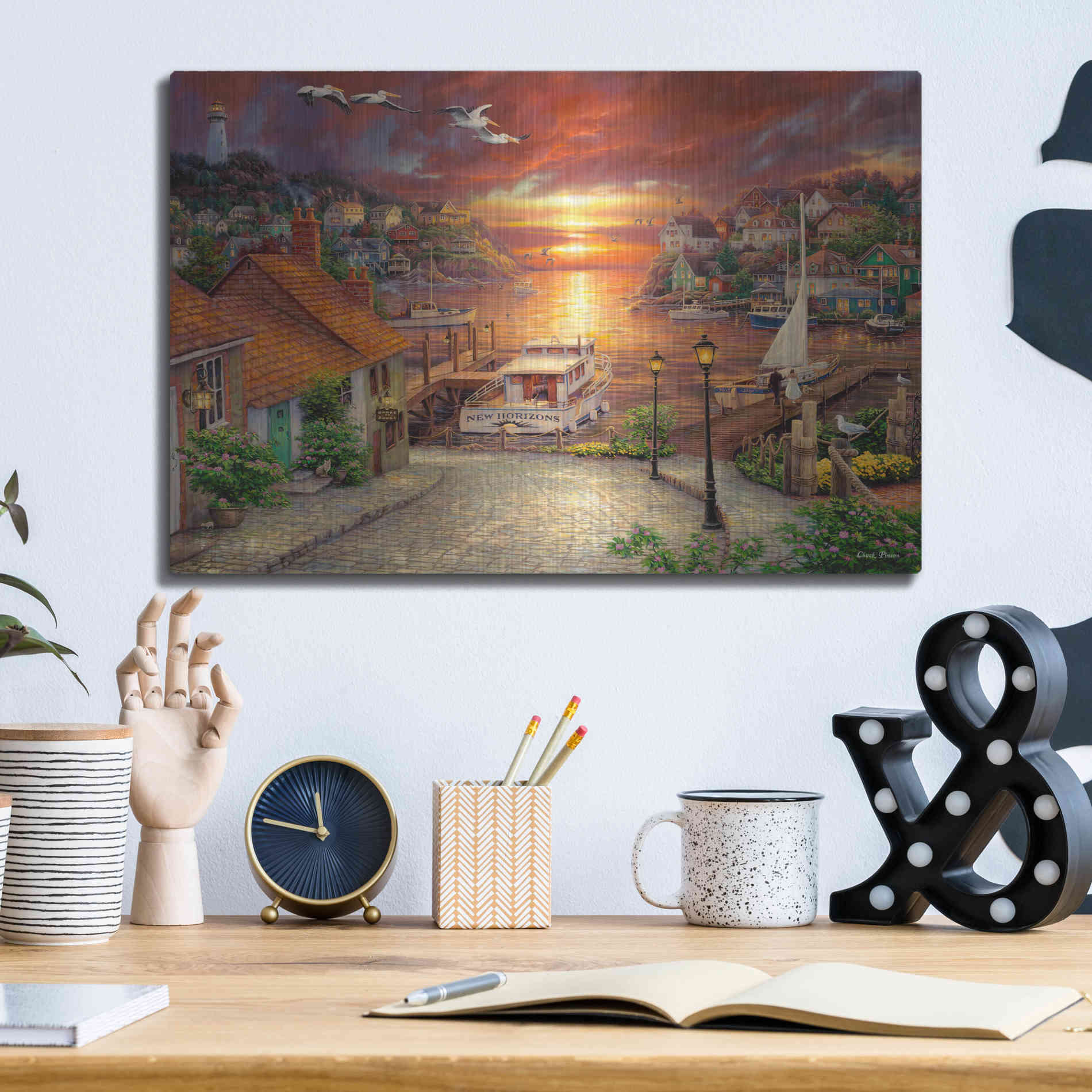 Luxe Metal Art 'New Horizons' by Chuck Pinson, Metal Wall Art,16x12