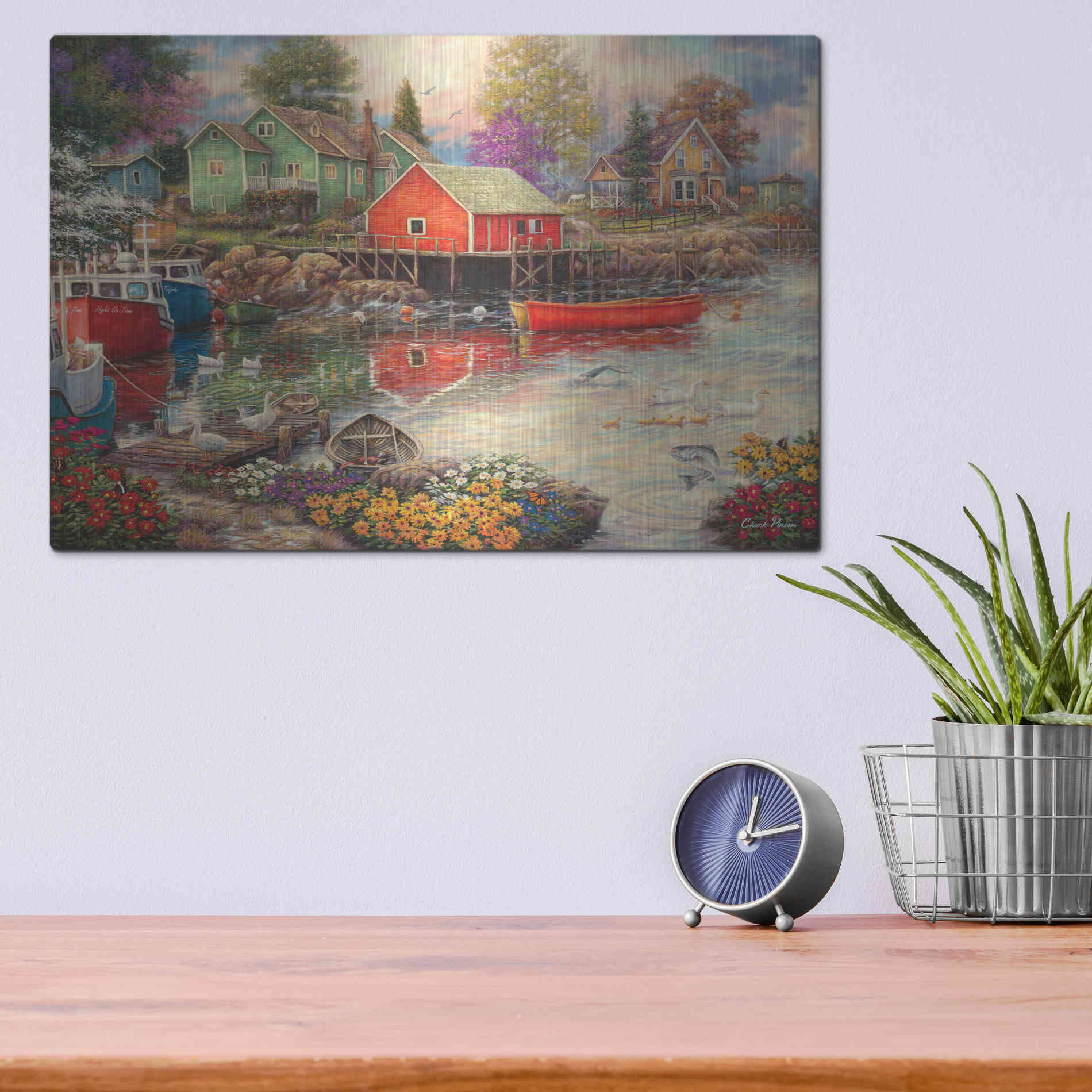 Luxe Metal Art 'Quiet Cove' by Chuck Pinson, Metal Wall Art,16x12