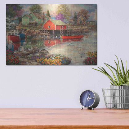 Luxe Metal Art 'Quiet Cove' by Chuck Pinson, Metal Wall Art,16x12