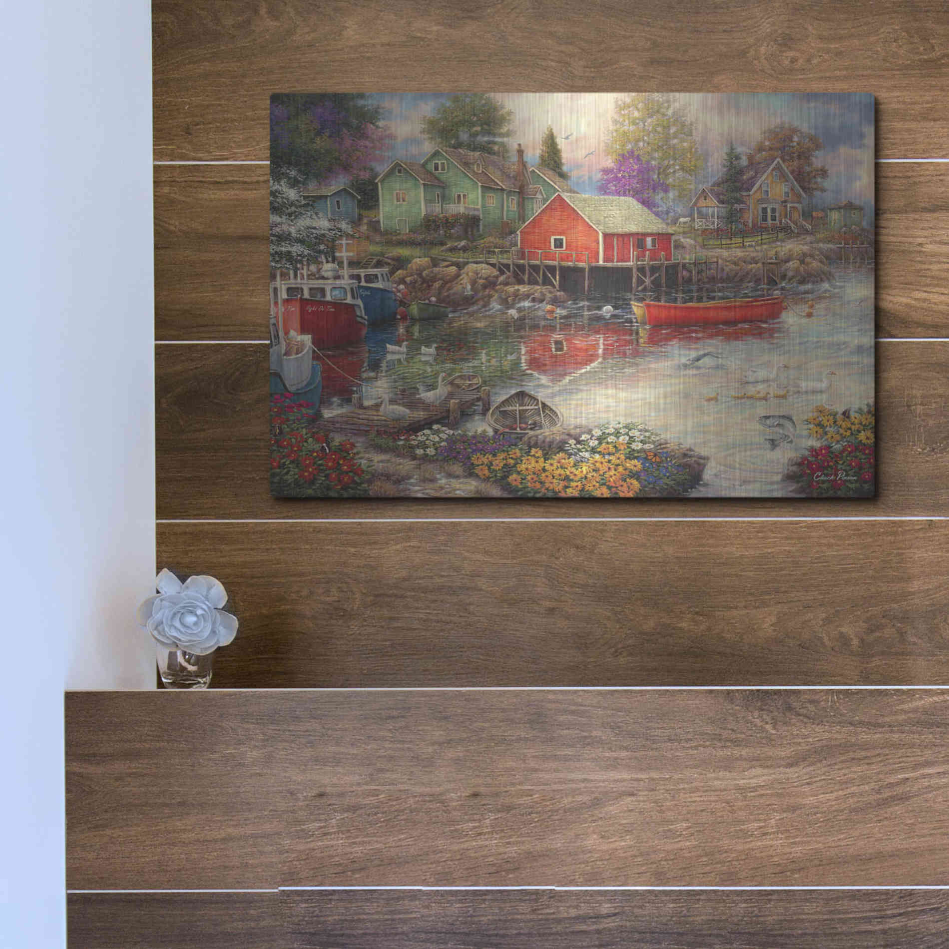 Luxe Metal Art 'Quiet Cove' by Chuck Pinson, Metal Wall Art,16x12