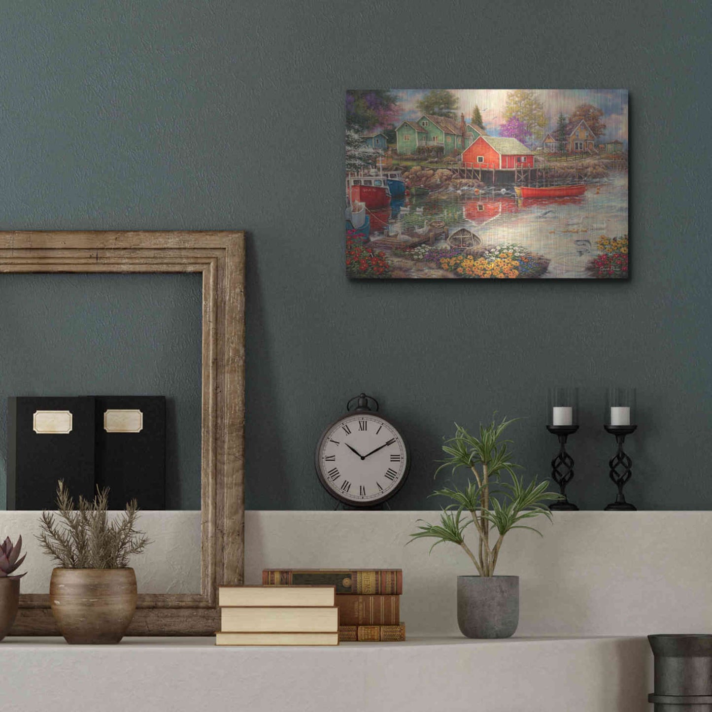 Luxe Metal Art 'Quiet Cove' by Chuck Pinson, Metal Wall Art,16x12