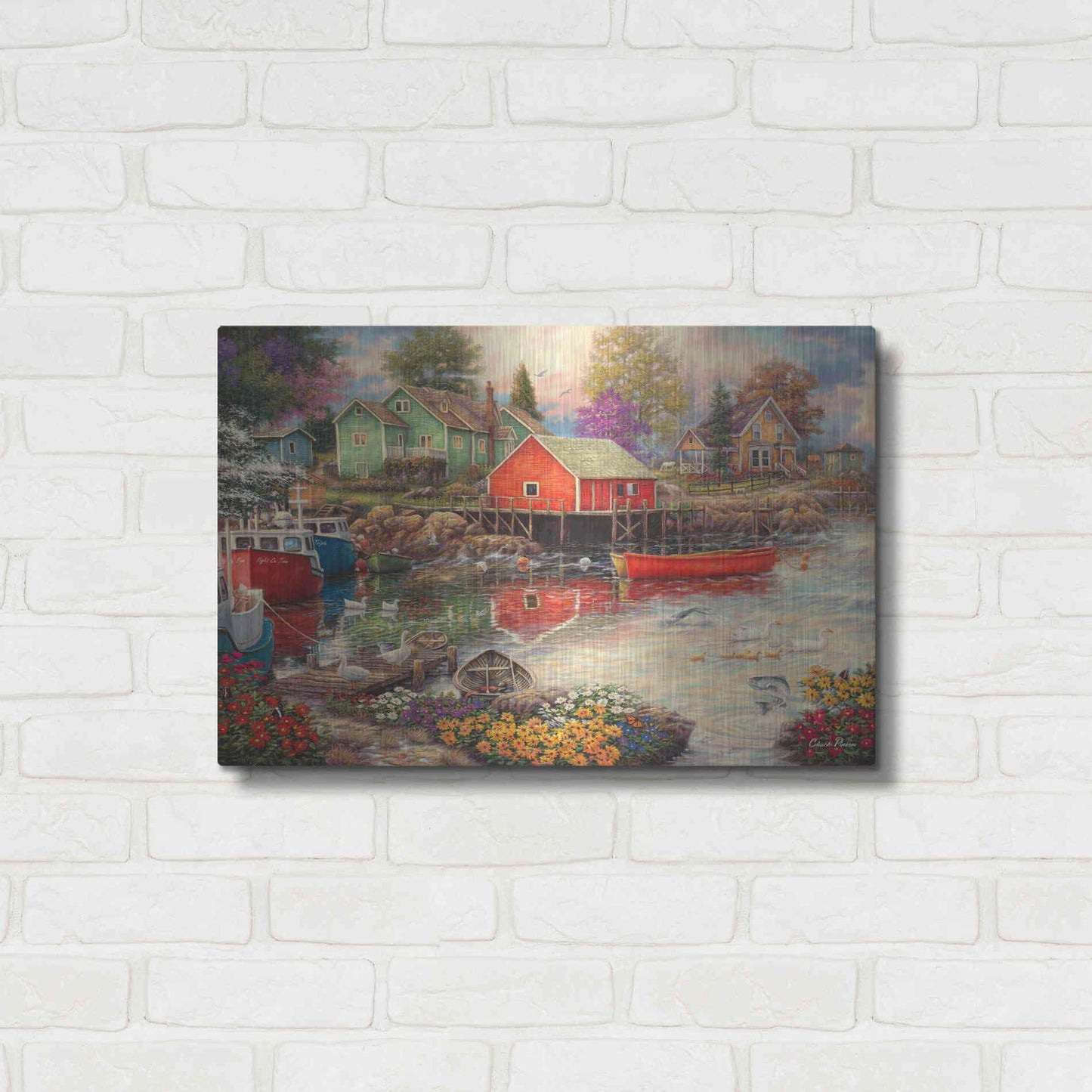 Luxe Metal Art 'Quiet Cove' by Chuck Pinson, Metal Wall Art,24x16