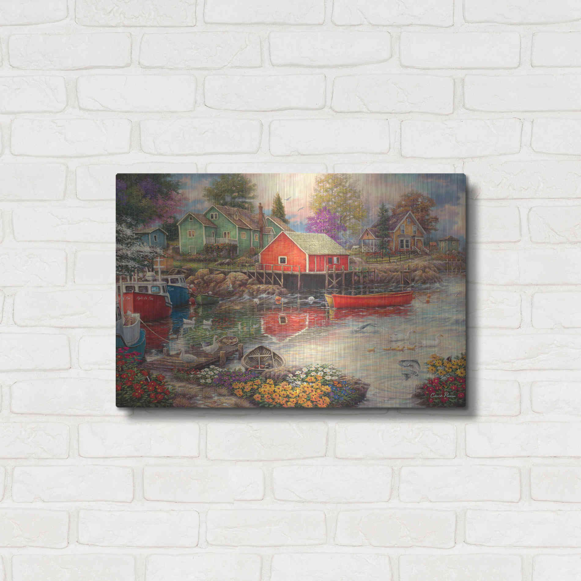 Luxe Metal Art 'Quiet Cove' by Chuck Pinson, Metal Wall Art,24x16