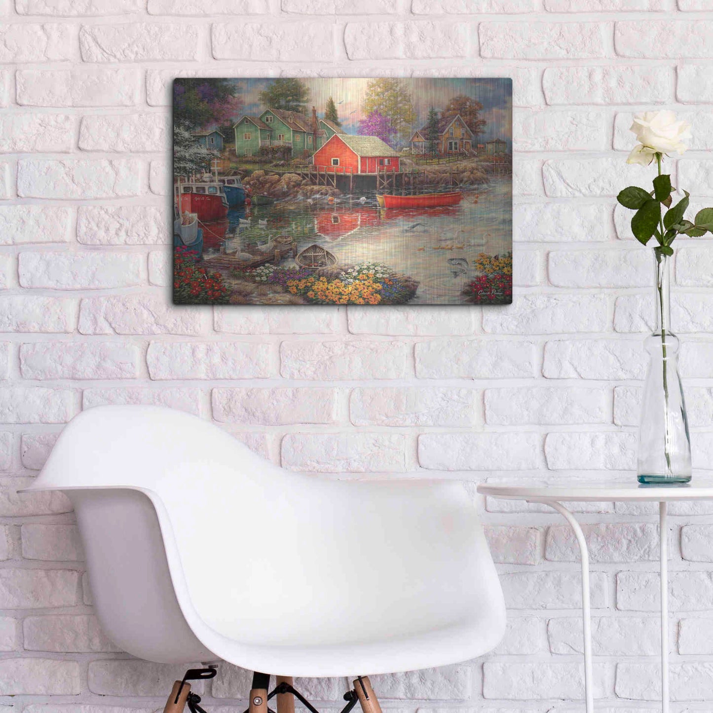 Luxe Metal Art 'Quiet Cove' by Chuck Pinson, Metal Wall Art,24x16