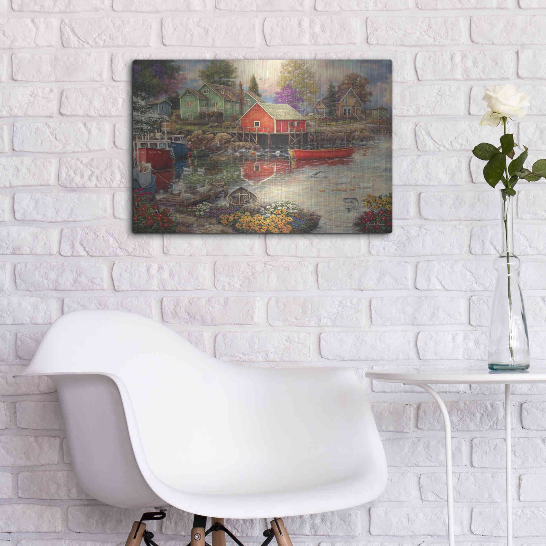 Luxe Metal Art 'Quiet Cove' by Chuck Pinson, Metal Wall Art,24x16
