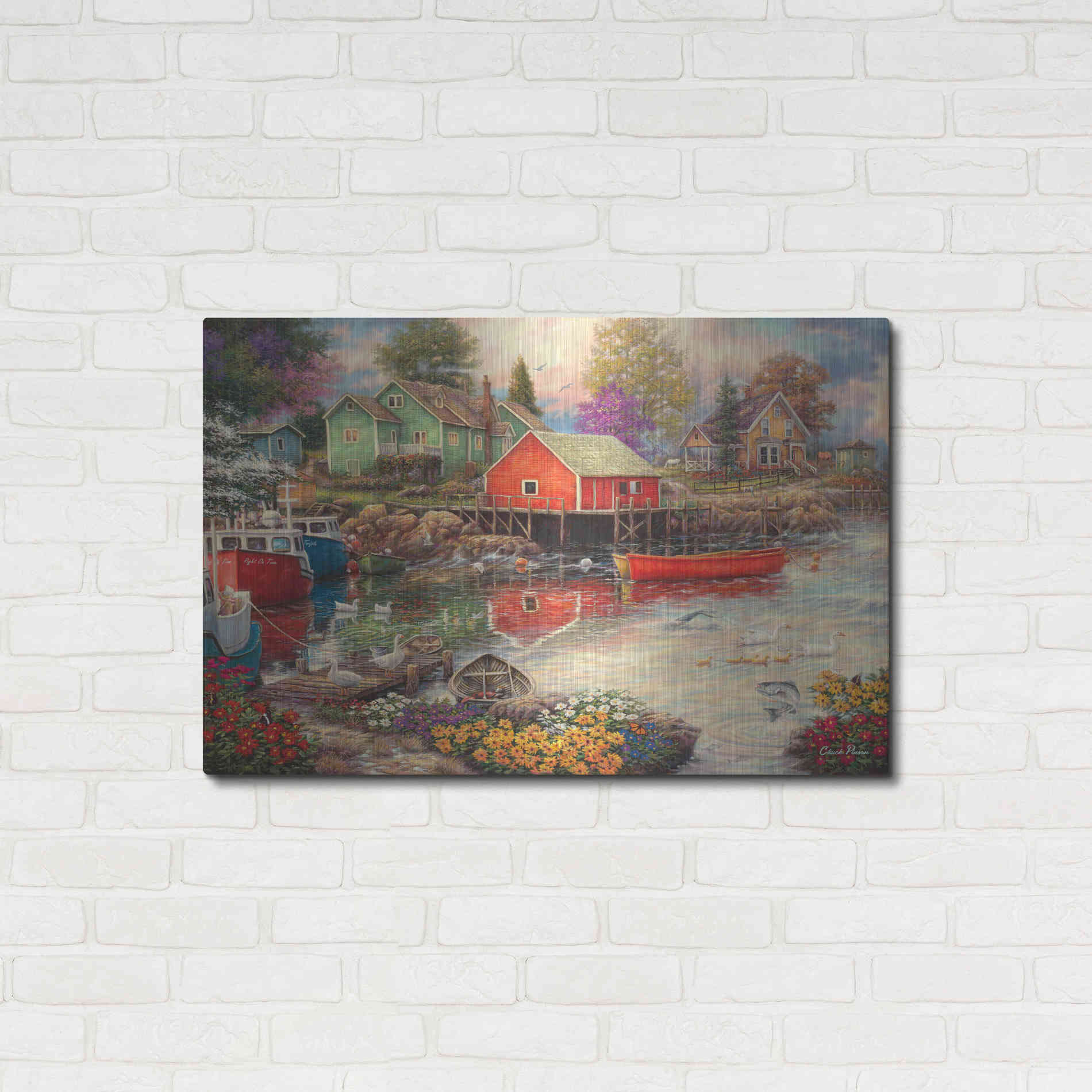 Luxe Metal Art 'Quiet Cove' by Chuck Pinson, Metal Wall Art,36x24
