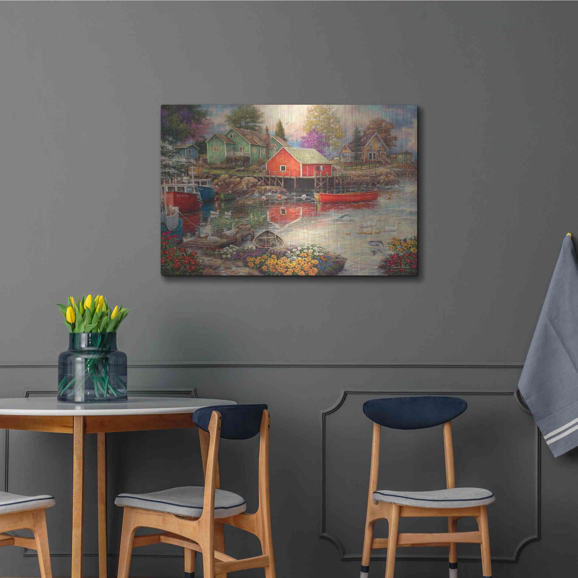 Luxe Metal Art 'Quiet Cove' by Chuck Pinson, Metal Wall Art,36x24