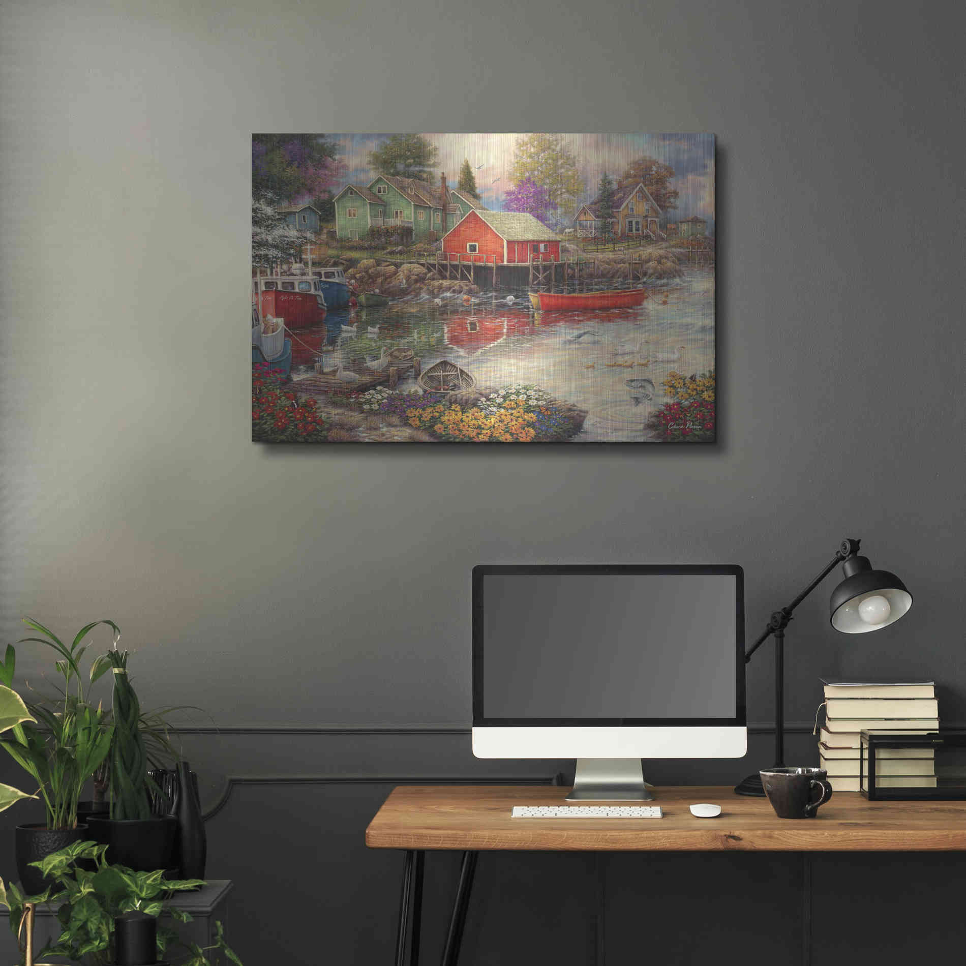 Luxe Metal Art 'Quiet Cove' by Chuck Pinson, Metal Wall Art,36x24