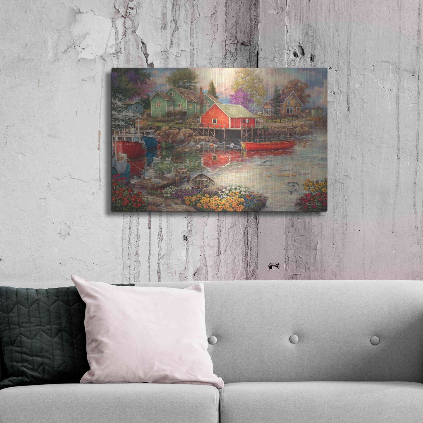 Luxe Metal Art 'Quiet Cove' by Chuck Pinson, Metal Wall Art,36x24