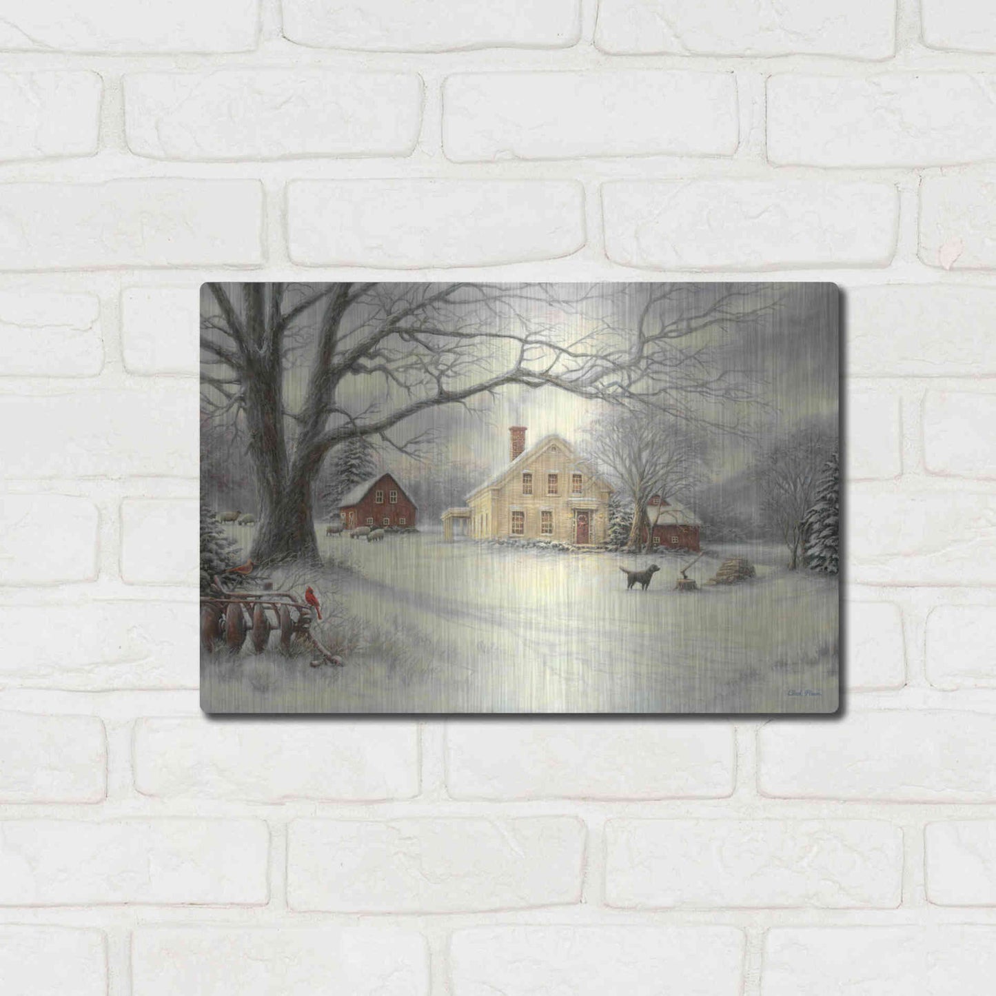 Luxe Metal Art 'Old Country Farm' by Chuck Pinson, Metal Wall Art,16x12