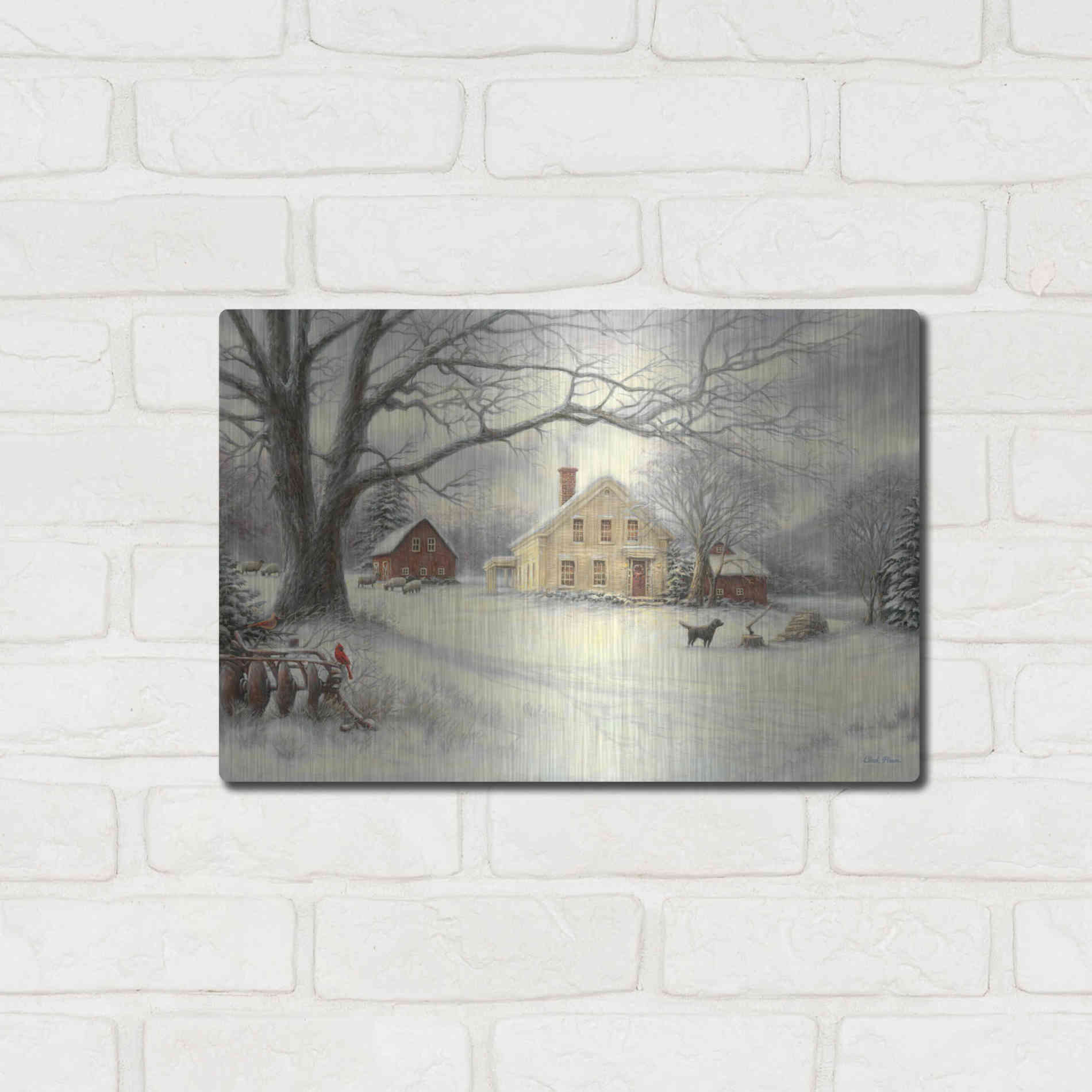 Luxe Metal Art 'Old Country Farm' by Chuck Pinson, Metal Wall Art,16x12