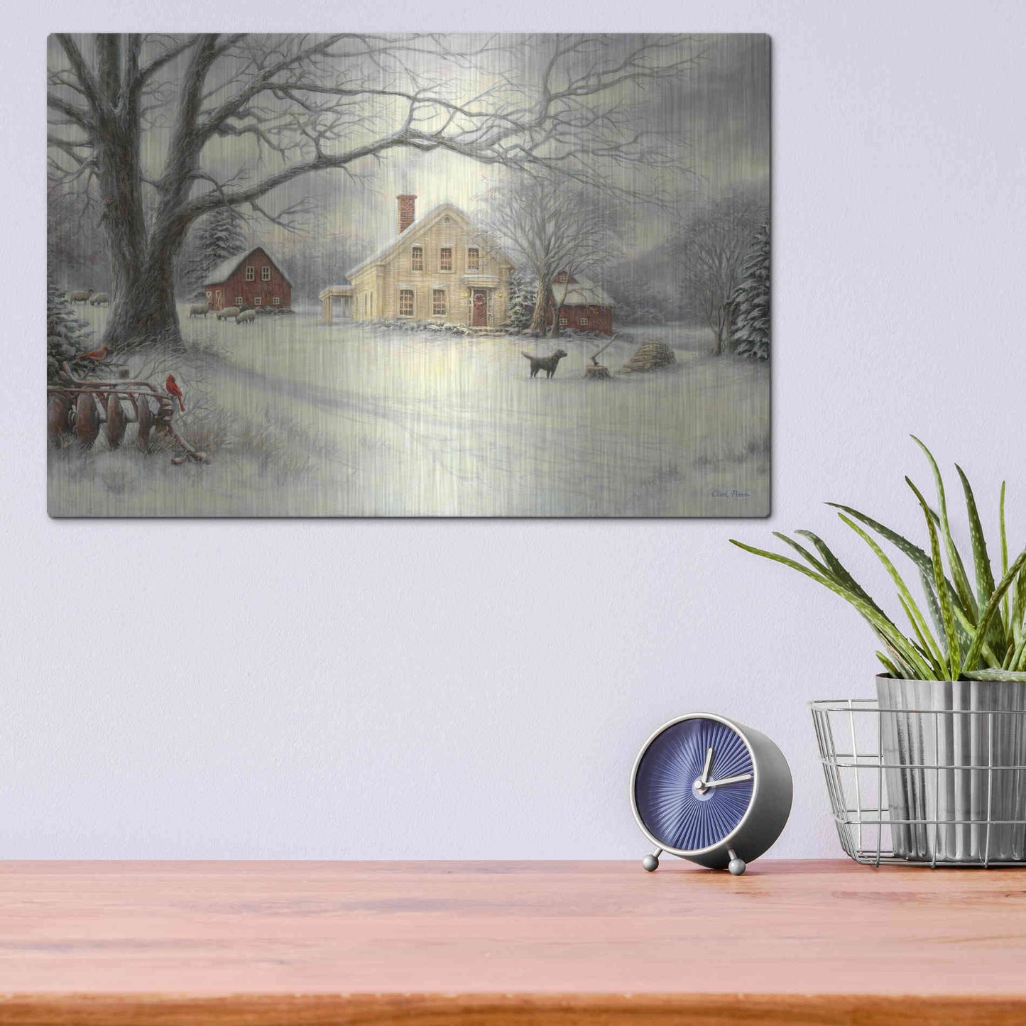Luxe Metal Art 'Old Country Farm' by Chuck Pinson, Metal Wall Art,16x12