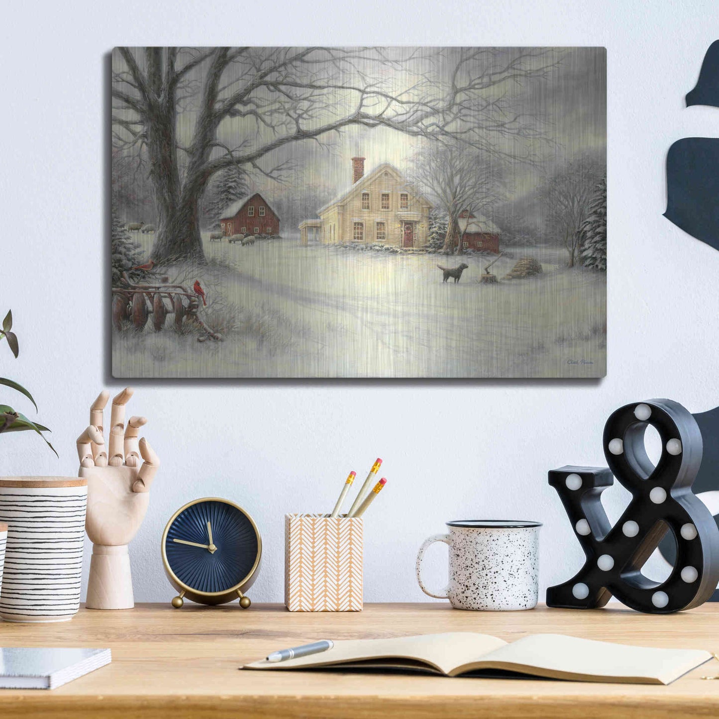 Luxe Metal Art 'Old Country Farm' by Chuck Pinson, Metal Wall Art,16x12