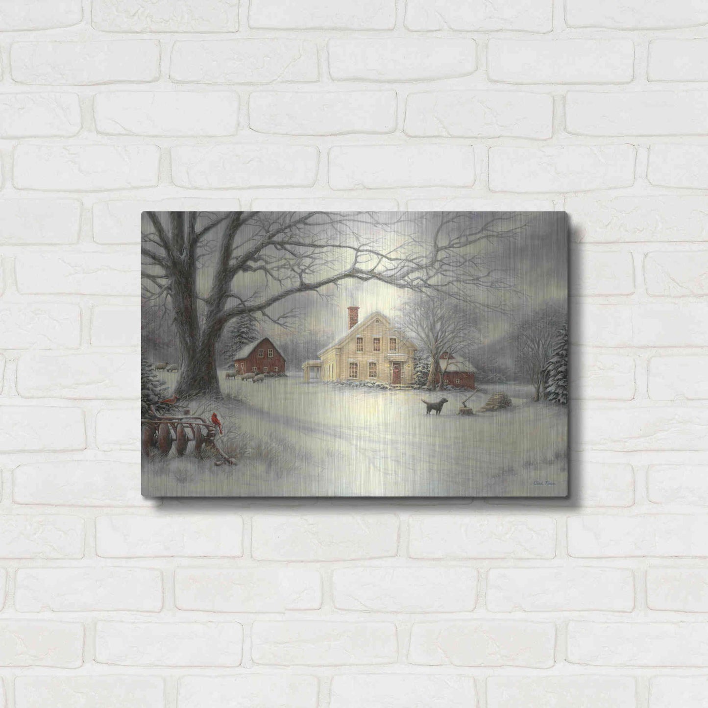Luxe Metal Art 'Old Country Farm' by Chuck Pinson, Metal Wall Art,24x16