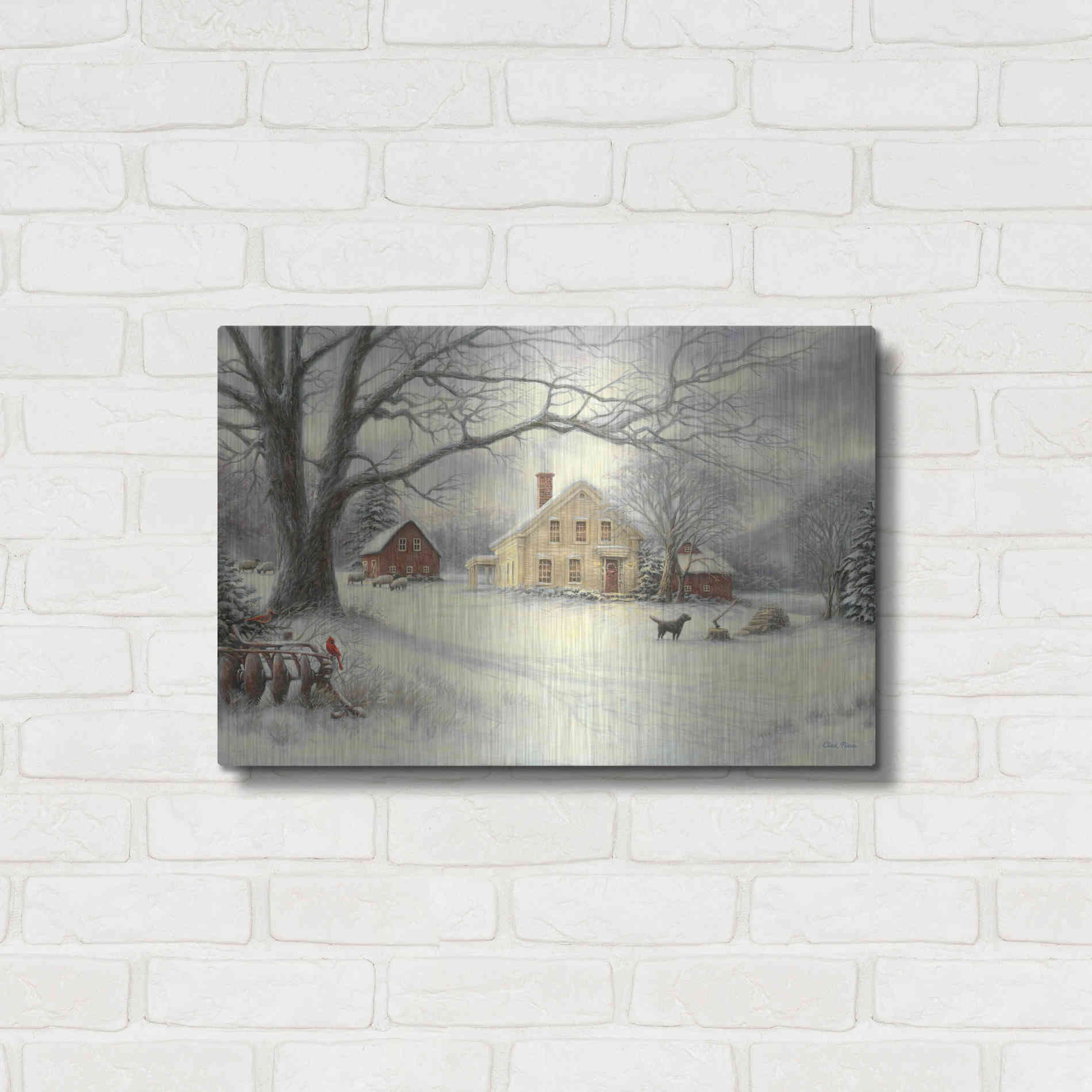 Luxe Metal Art 'Old Country Farm' by Chuck Pinson, Metal Wall Art,24x16