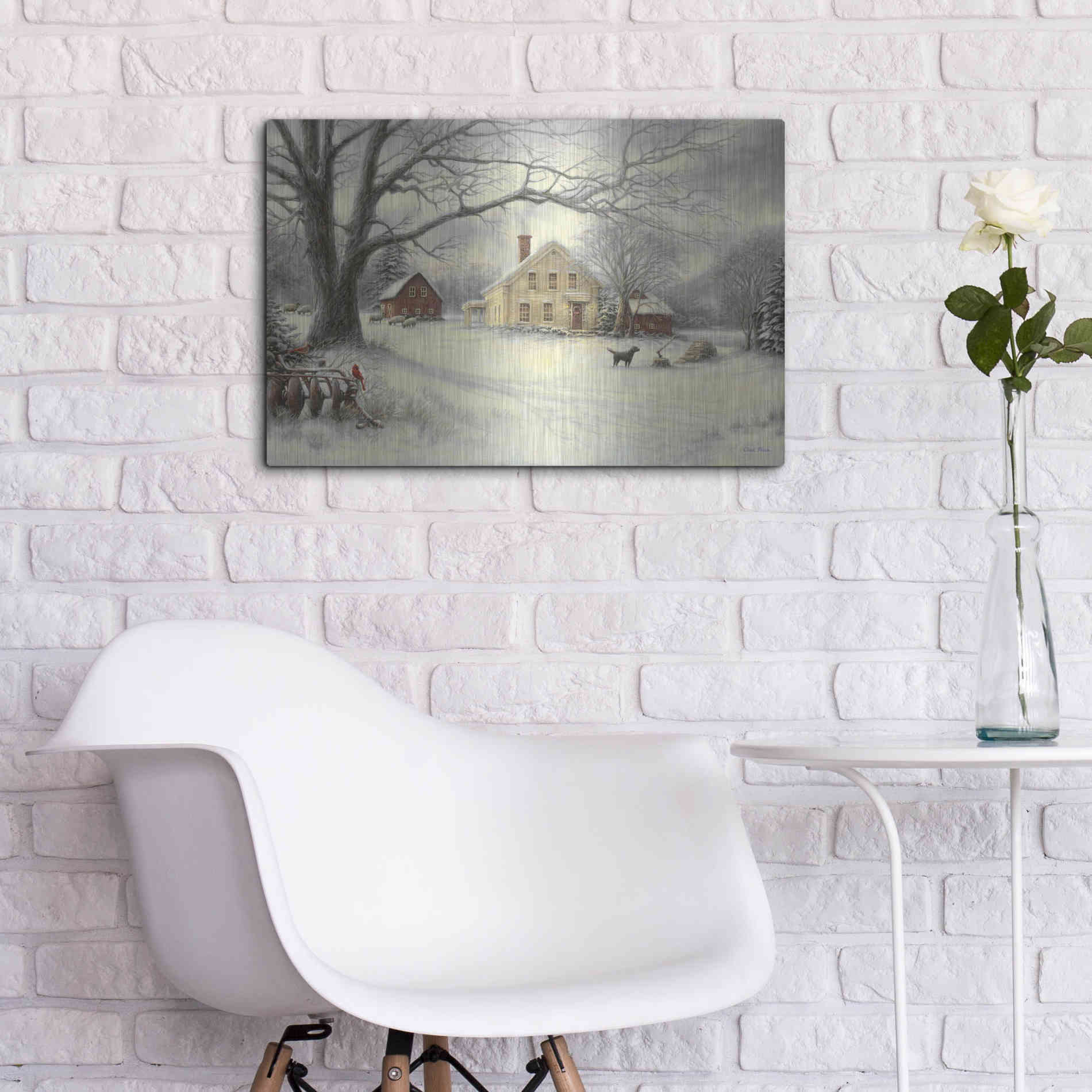 Luxe Metal Art 'Old Country Farm' by Chuck Pinson, Metal Wall Art,24x16