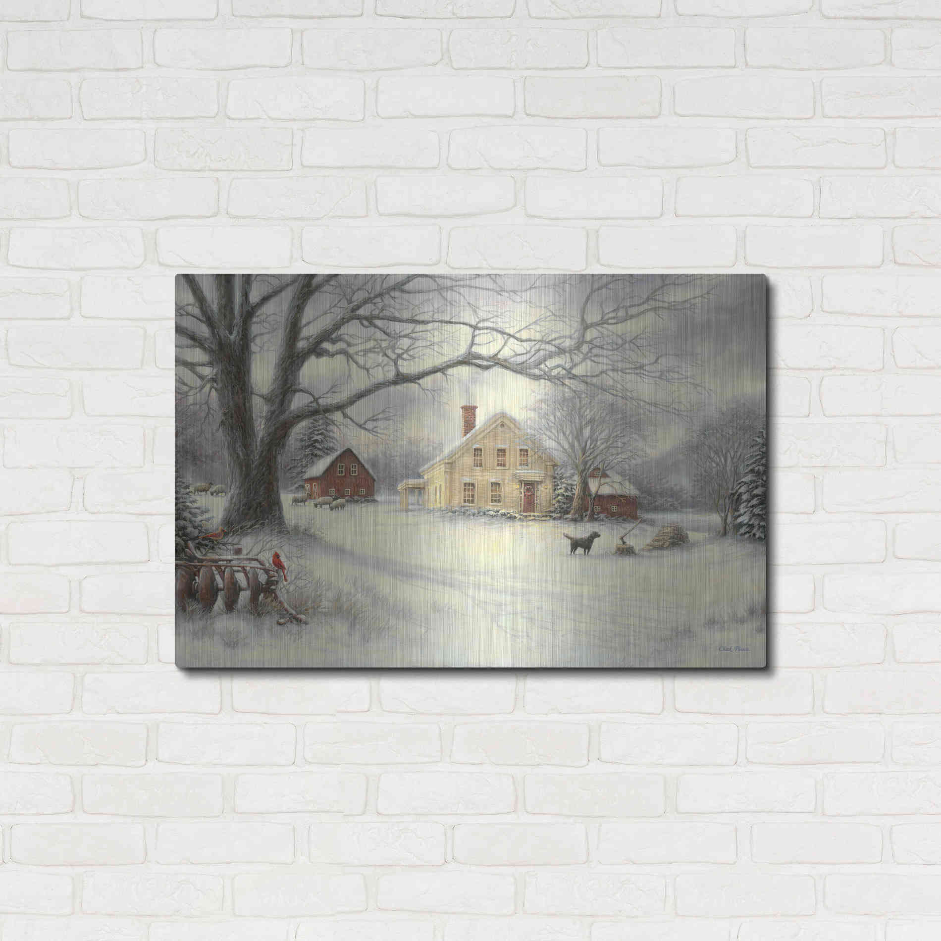 Luxe Metal Art 'Old Country Farm' by Chuck Pinson, Metal Wall Art,36x24