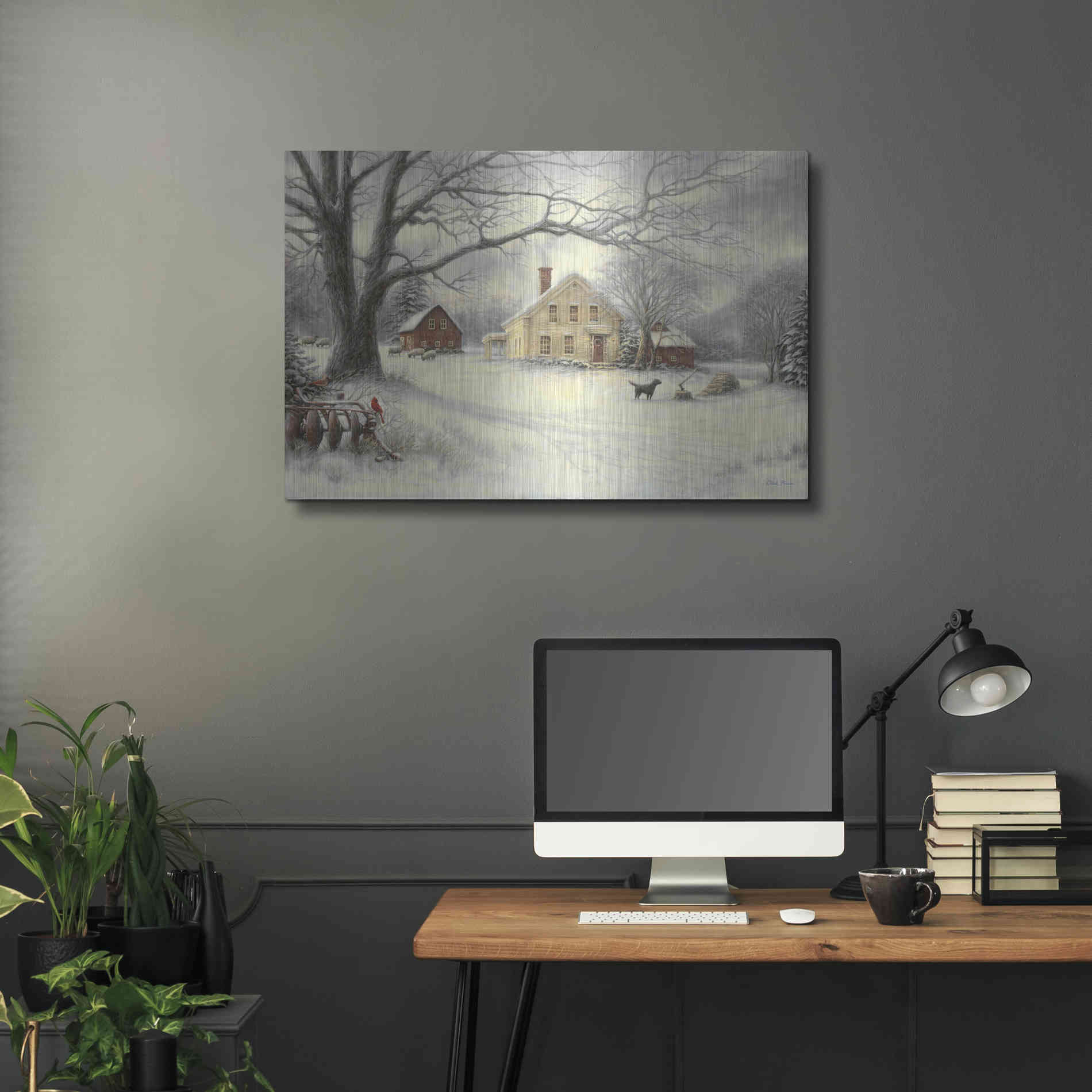 Luxe Metal Art 'Old Country Farm' by Chuck Pinson, Metal Wall Art,36x24