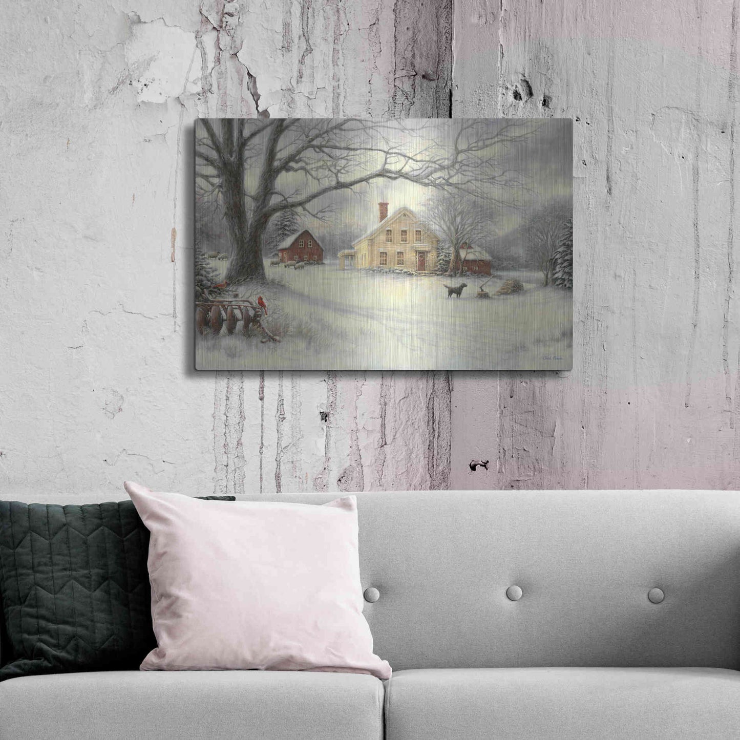 Luxe Metal Art 'Old Country Farm' by Chuck Pinson, Metal Wall Art,36x24