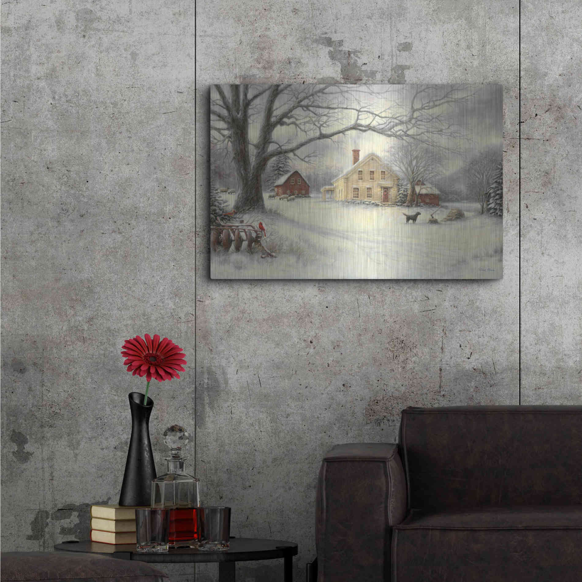 Luxe Metal Art 'Old Country Farm' by Chuck Pinson, Metal Wall Art,36x24