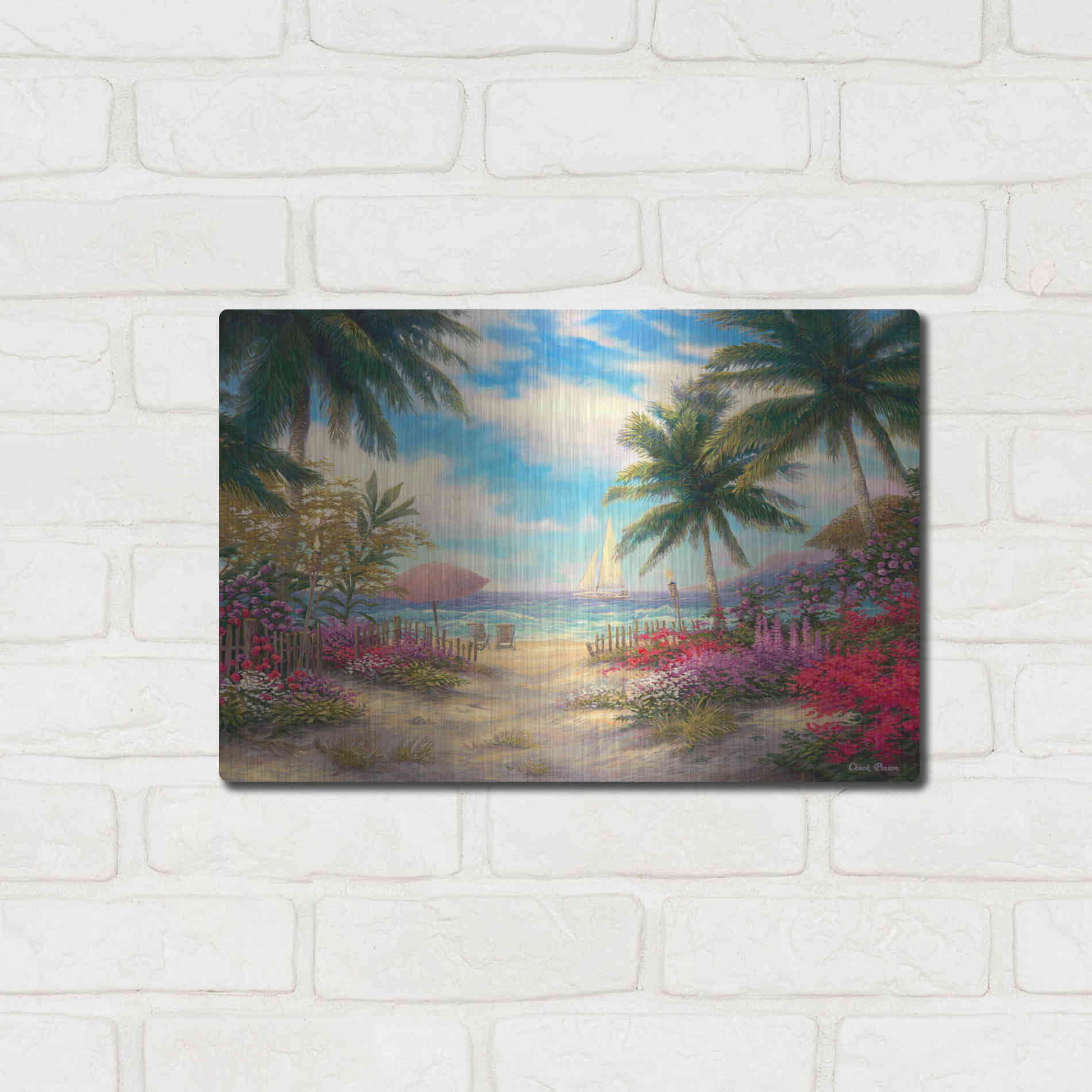 Luxe Metal Art 'Sea Breeze Path' by Chuck Pinson, Metal Wall Art,16x12