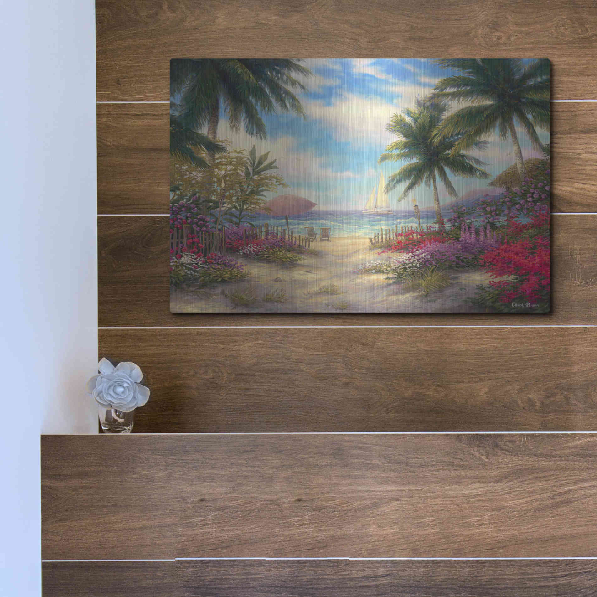 Luxe Metal Art 'Sea Breeze Path' by Chuck Pinson, Metal Wall Art,16x12