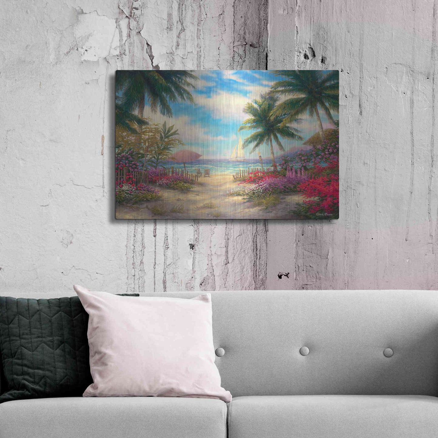 Luxe Metal Art 'Sea Breeze Path' by Chuck Pinson, Metal Wall Art,36x24