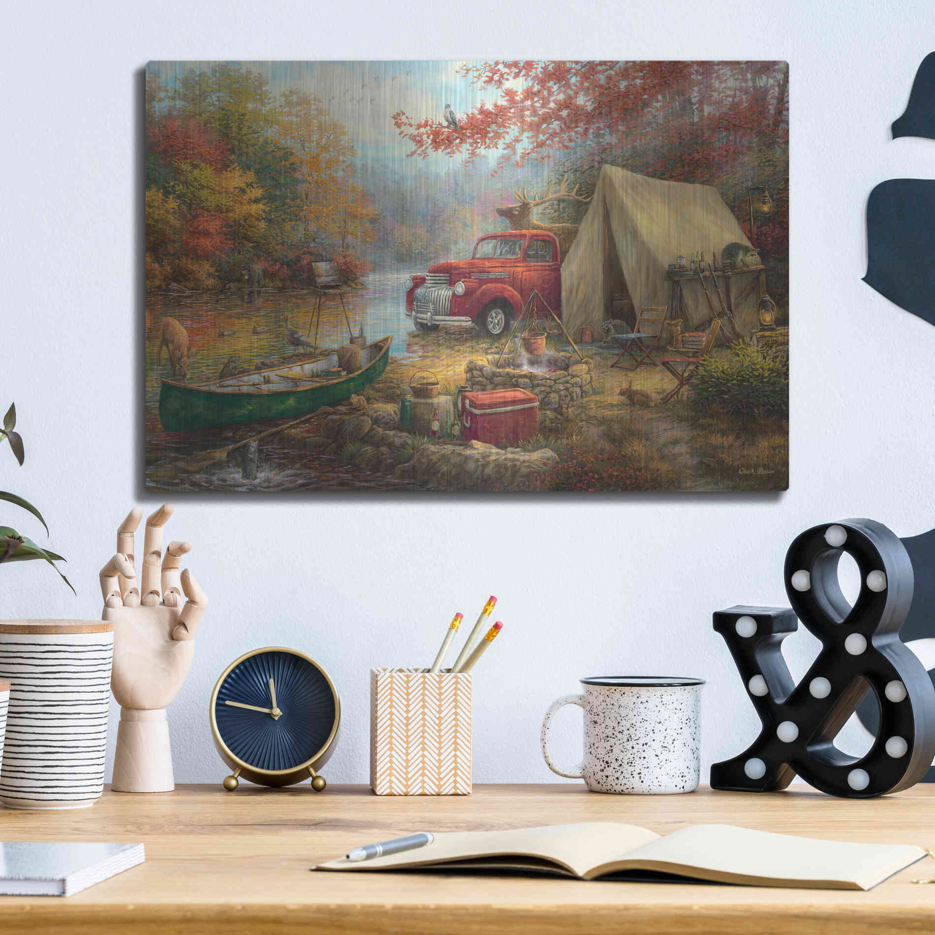 Luxe Metal Art 'Share the Outdoors' by Chuck Pinson, Metal Wall Art,16x12
