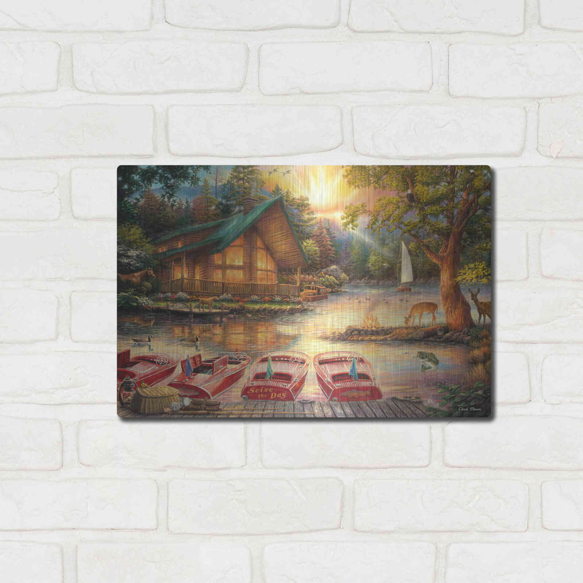 Luxe Metal Art 'Seize the Day' by Chuck Pinson, Metal Wall Art,16x12