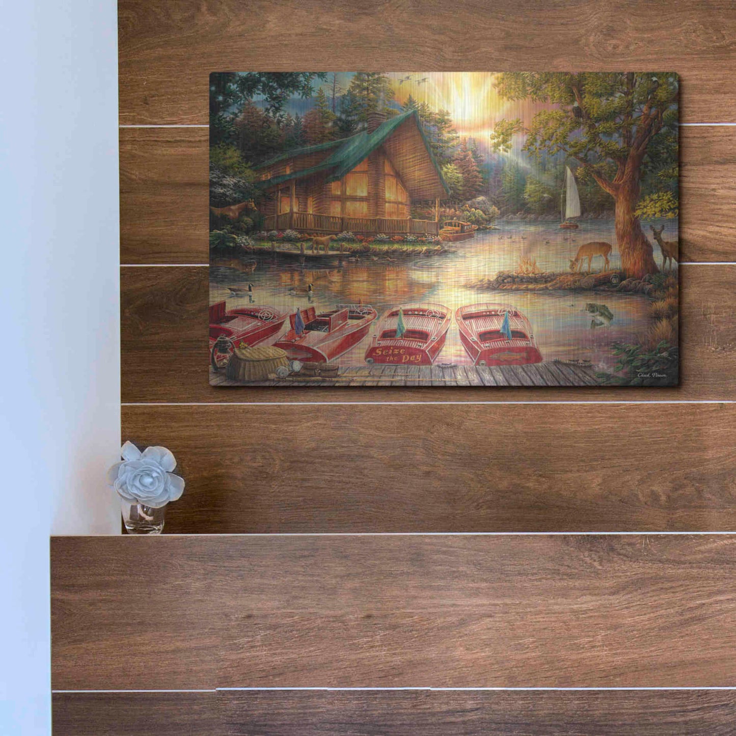 Luxe Metal Art 'Seize the Day' by Chuck Pinson, Metal Wall Art,16x12