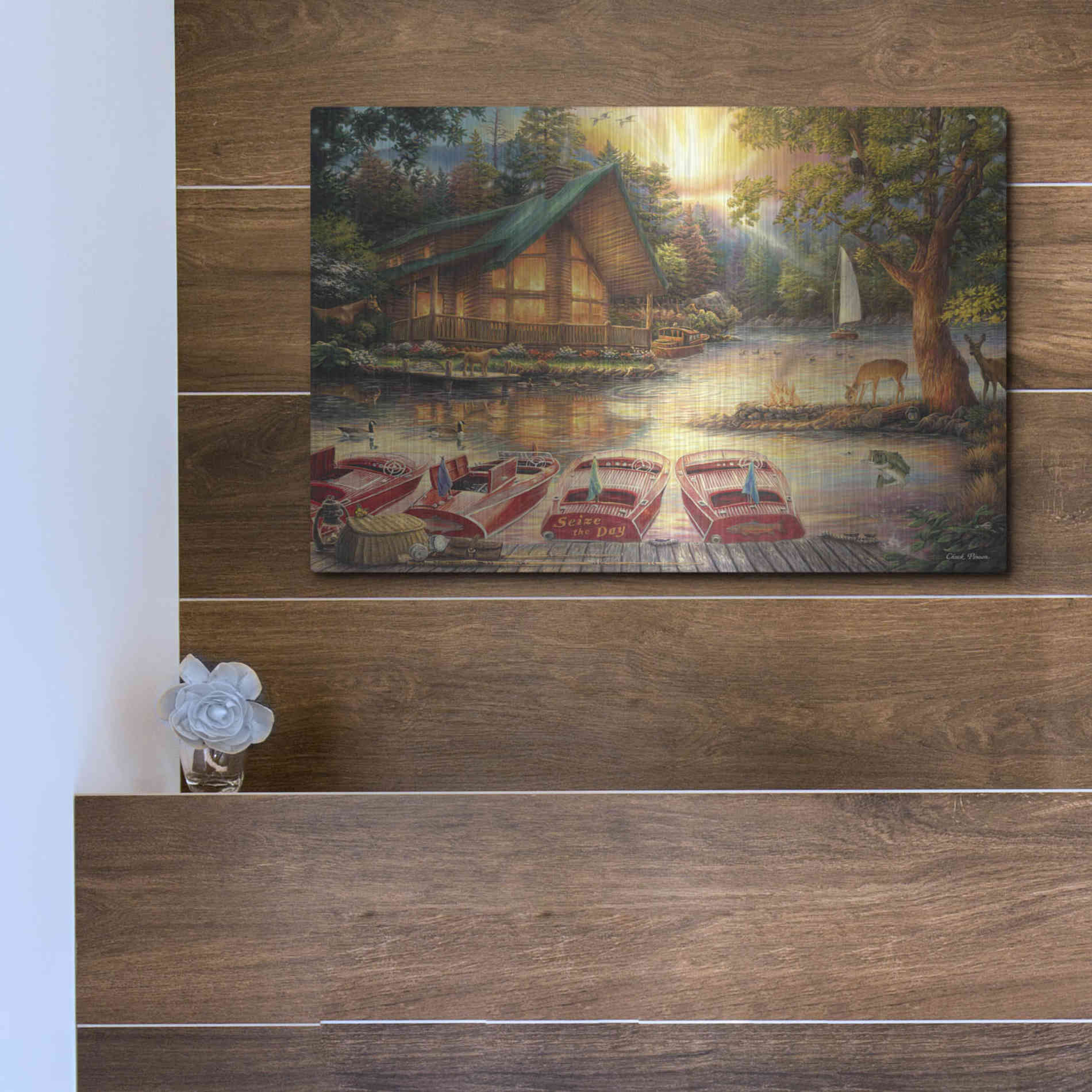 Luxe Metal Art 'Seize the Day' by Chuck Pinson, Metal Wall Art,16x12