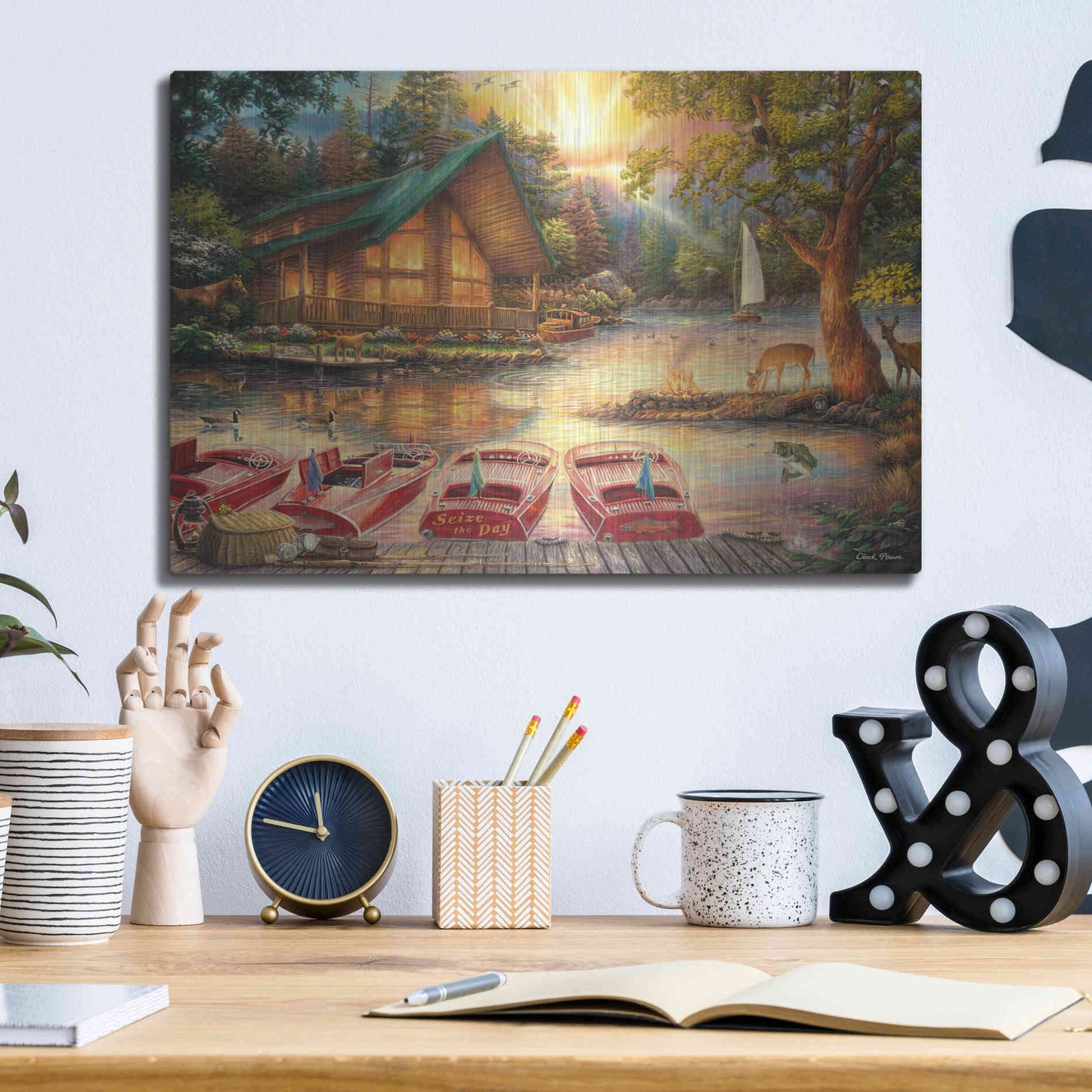 Luxe Metal Art 'Seize the Day' by Chuck Pinson, Metal Wall Art,16x12