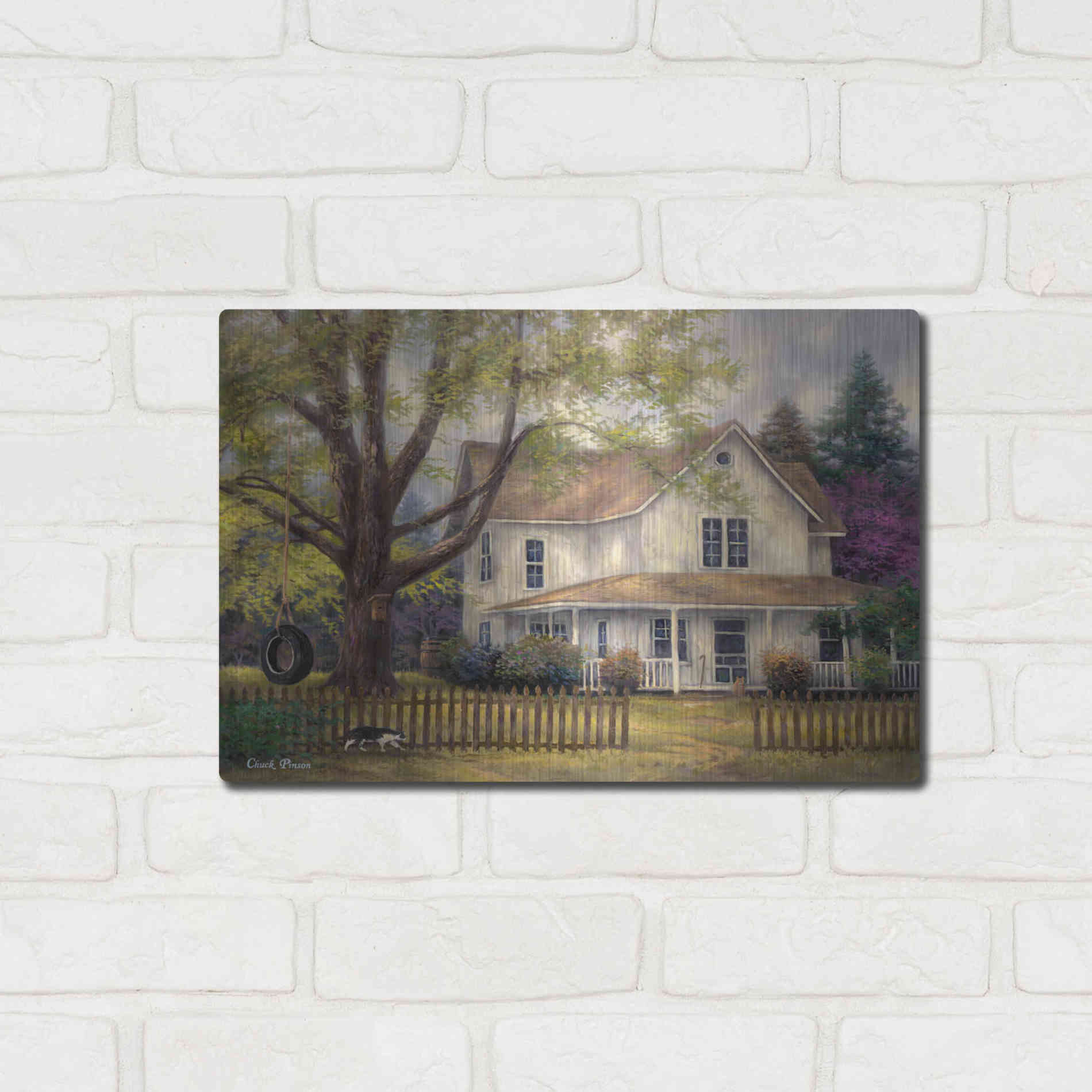 Luxe Metal Art 'Simple Country' by Chuck Pinson, Metal Wall Art,16x12