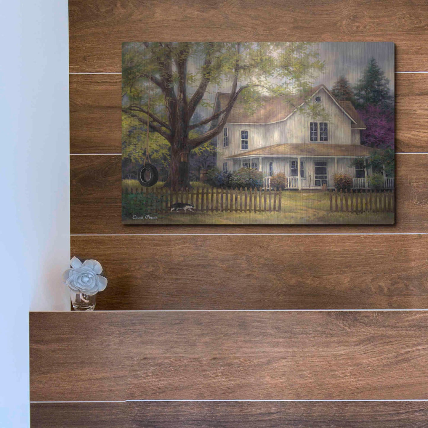 Luxe Metal Art 'Simple Country' by Chuck Pinson, Metal Wall Art,16x12