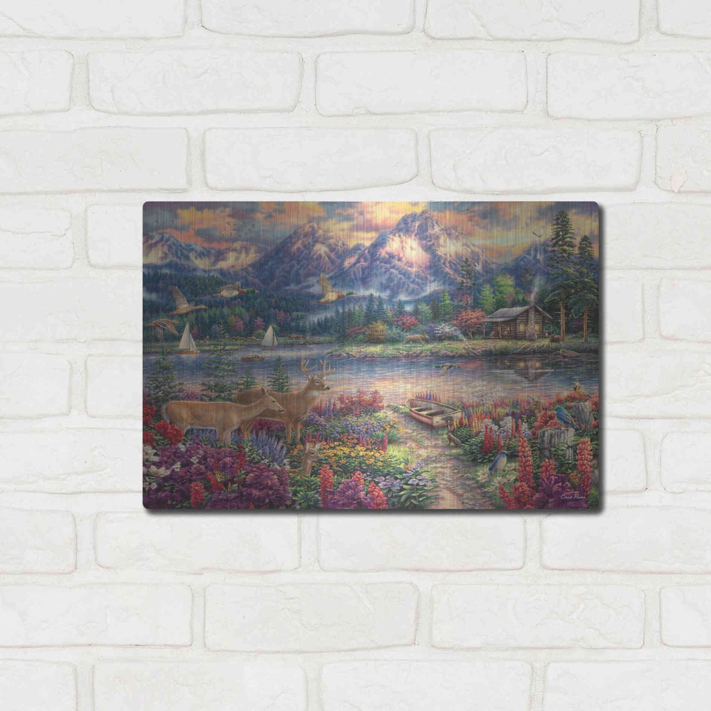 Luxe Metal Art 'Spring Mountain Majesty' by Chuck Pinson, Metal Wall Art,16x12