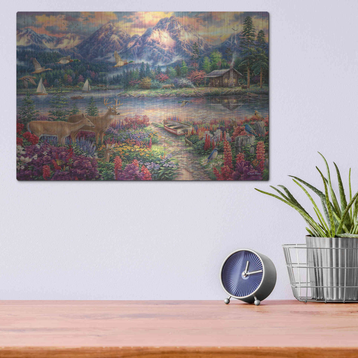 Luxe Metal Art 'Spring Mountain Majesty' by Chuck Pinson, Metal Wall Art,16x12